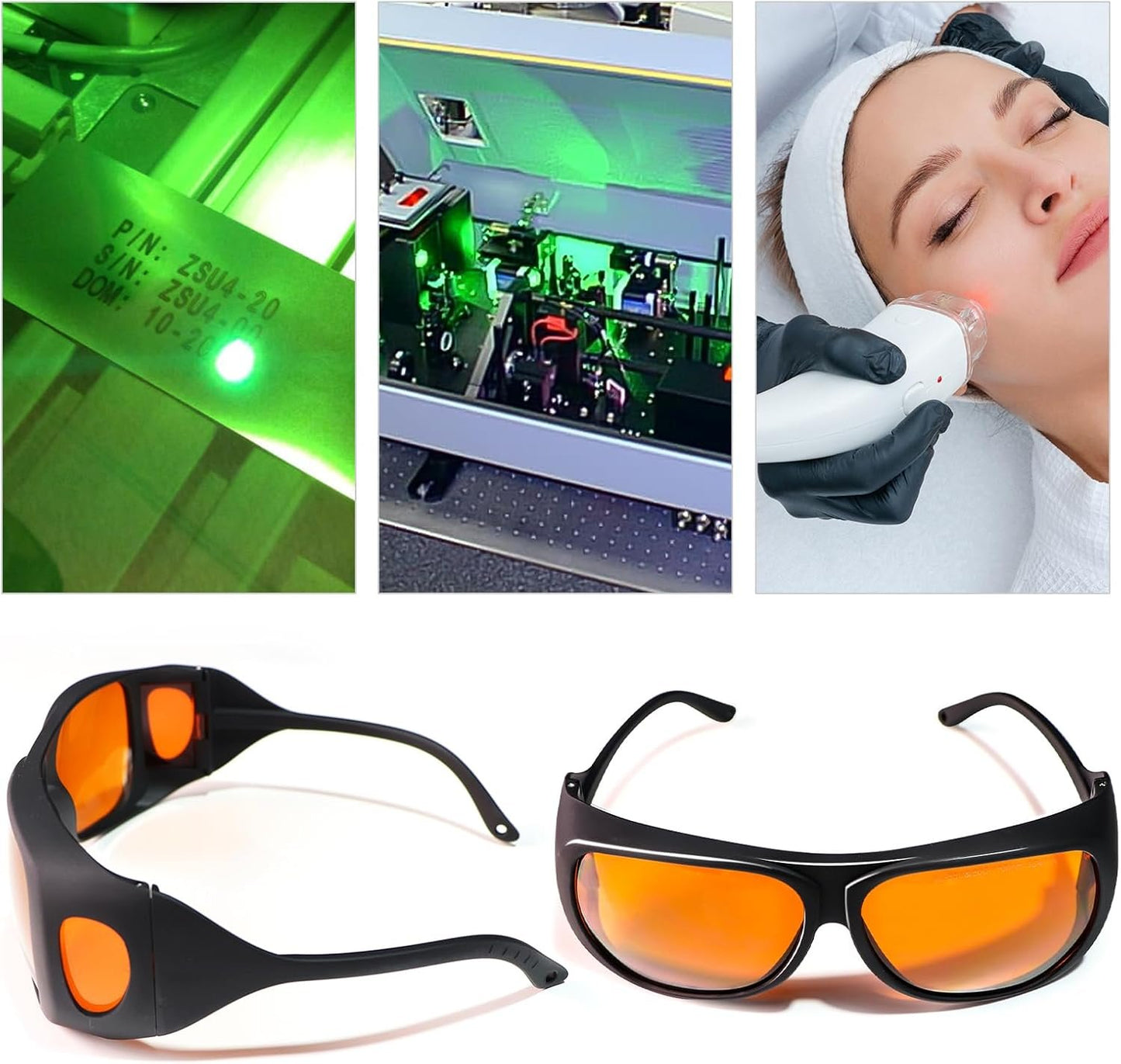 FONLAND Laser Safety Glasses for Laser Engraving OD4+ 190-550nm & 800-1100nm Yag, Blu Green and UV Light Fiber Laser Goggles Eye Protection with Case.