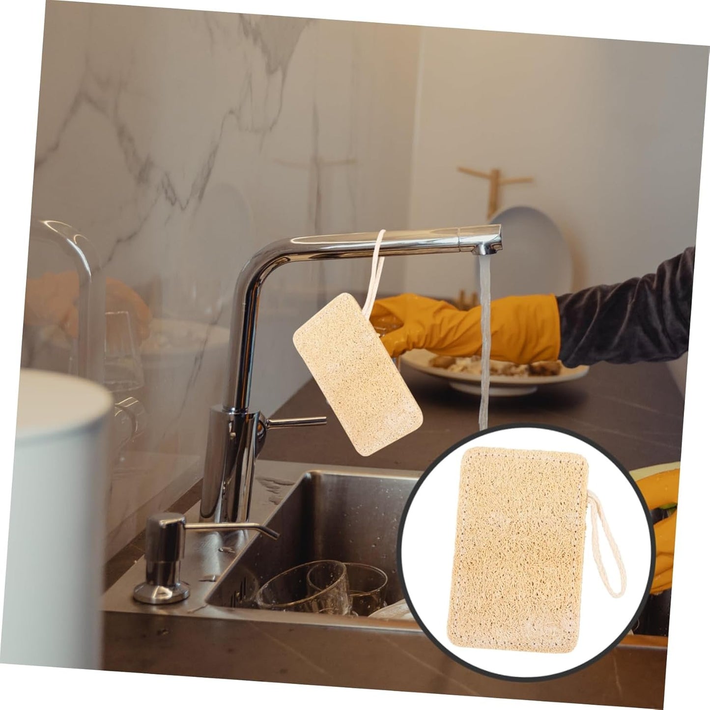 OATIPHO Kitchen Loofah Scrubber Dishwashing Sponge Design for Cleaning Durable Loofah Cloth for Stubborn