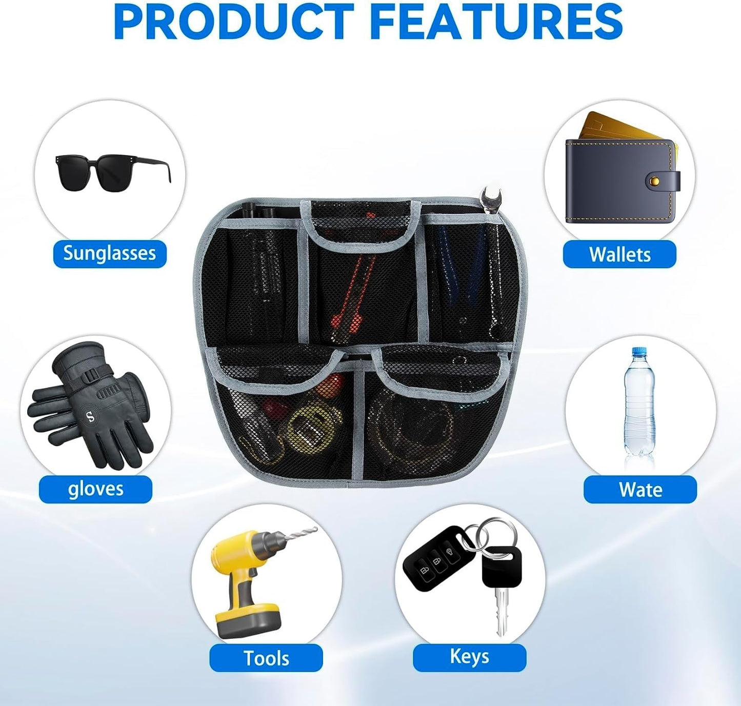 PSLER Front Trunk Lid Storage Bag for Spyder F3 F3S F3T F3L 2015-2024, F3 Accessories Luggage Storage Bag Mesh Pocket Bag for Spyder F3 F3S F3T F3L