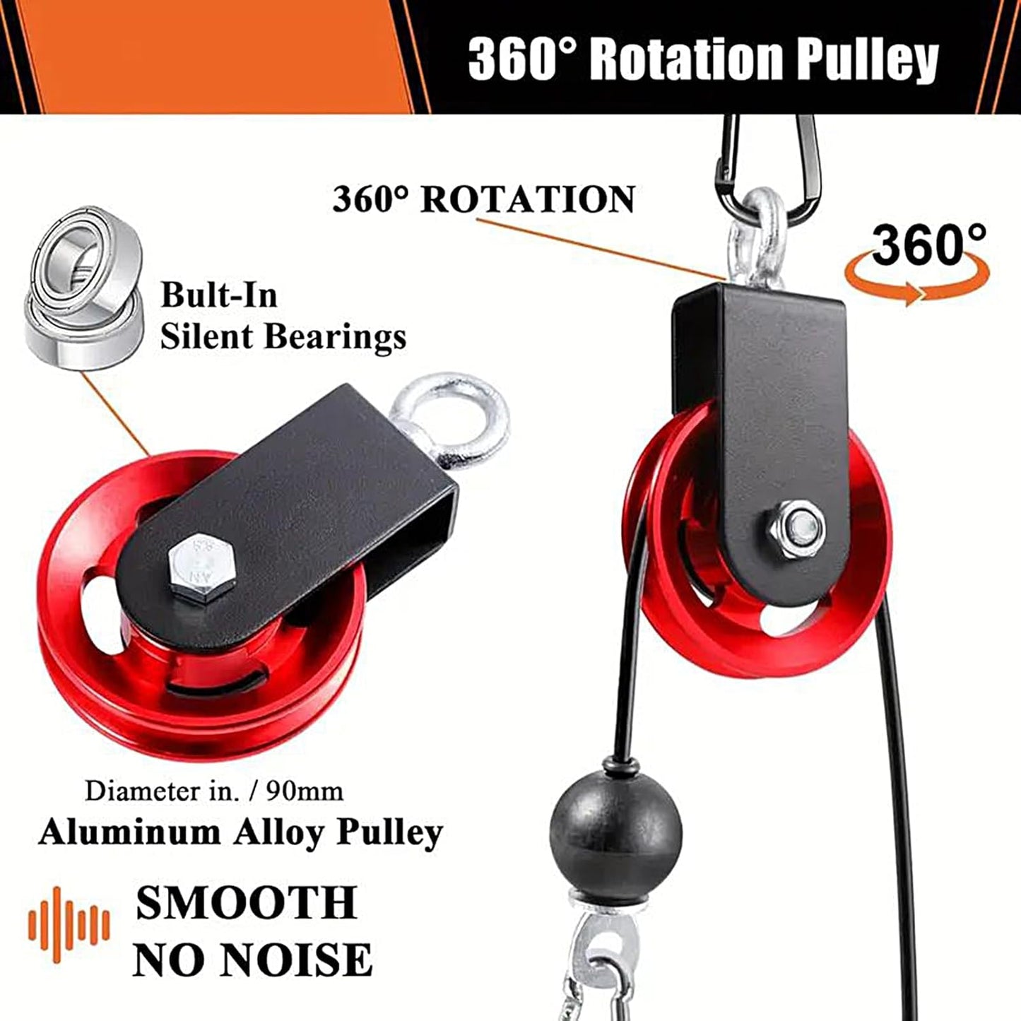 Pulleys for Lifting, Heavy-Duty Storage Pulley, Smooth Load-Bearing System, Quick-Release Workout Gear, Multifunctional Design, for Garage Home Gym, Marine Equipment Handling