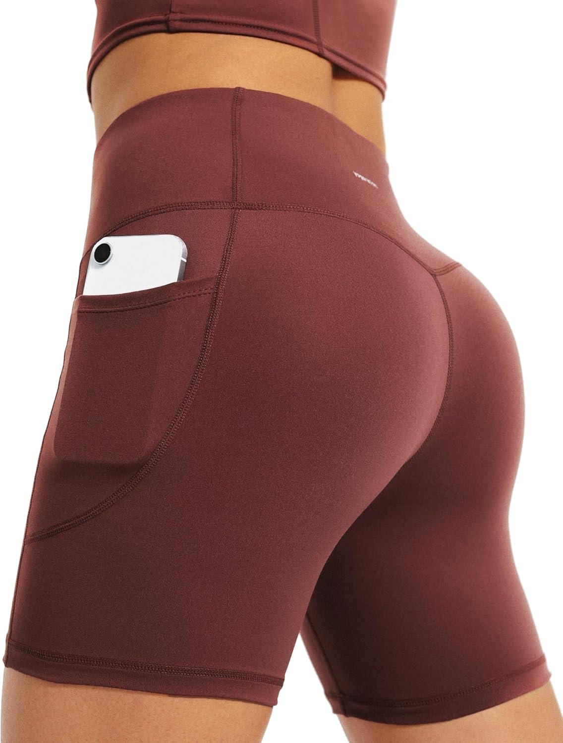 Yogaration Women’s Seamless Yoga Shorts with 2 Side Pockets, 6'' High-Waisted Workout Shorts, Gym Shorts for Casual Wear