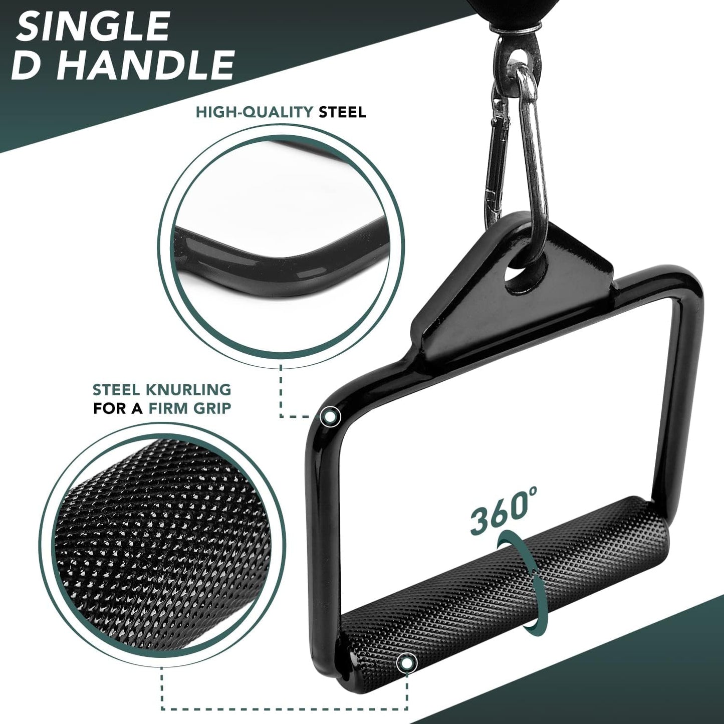 Yes4All Double D Row Handle Cable Attachment for Weight Workout, Cable Machine Accessories for Home Gym, LAT Pull Down V Bar with Capacity Up to 880LBS