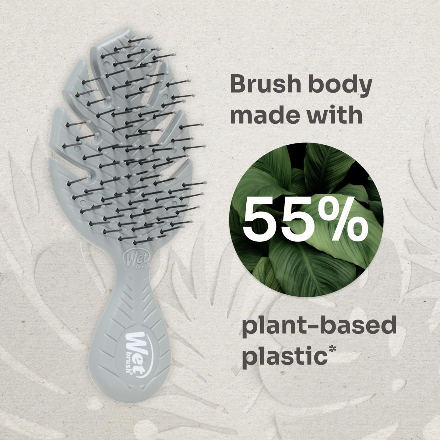 Wet Brush Go Green Mini Detangler, Grey - Detangling Travel Hair Brush - Ultra-Soft IntelliFlex Bristles Glide Through Tangles & Gently Loosens Knots While Minimizing Pain, Split Ends & Breakage