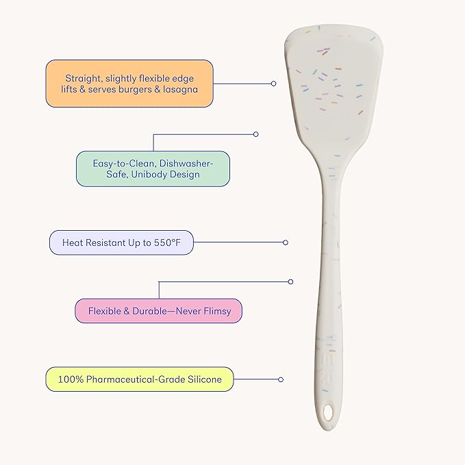 GIR: Get It Right Silicone Turner - Non-Stick Heat Resistant Silicone Spatula Turner for BBQs & Cookouts - Lifts, Flip, and Transfer Food Items - 13 Inch, Sprinkles