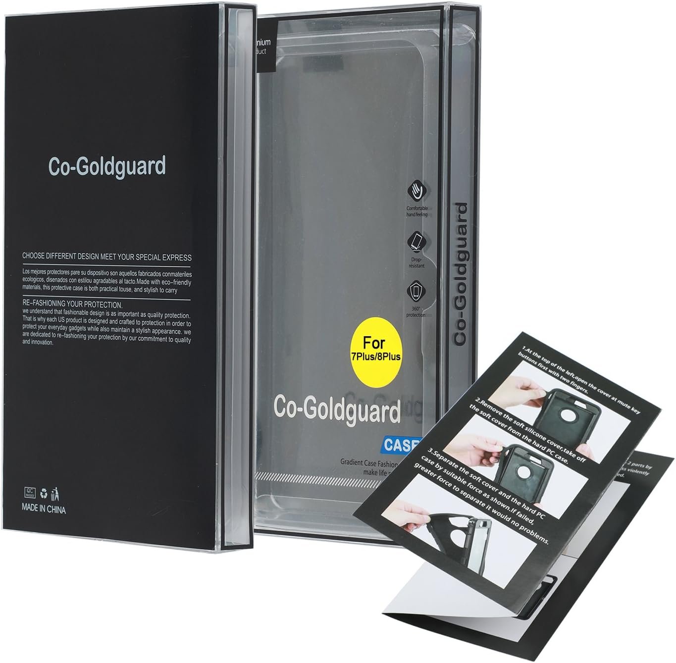 Case for iPhone 7 Plus/8 Plus, Heavy Duty 3 in 1 Built-in Screen Protector Cover Dust-Proof Shockproof Drop-Proof Scratch-Resistant Shell for iPhone 7+/8+, 5.5inch, Navy Blue