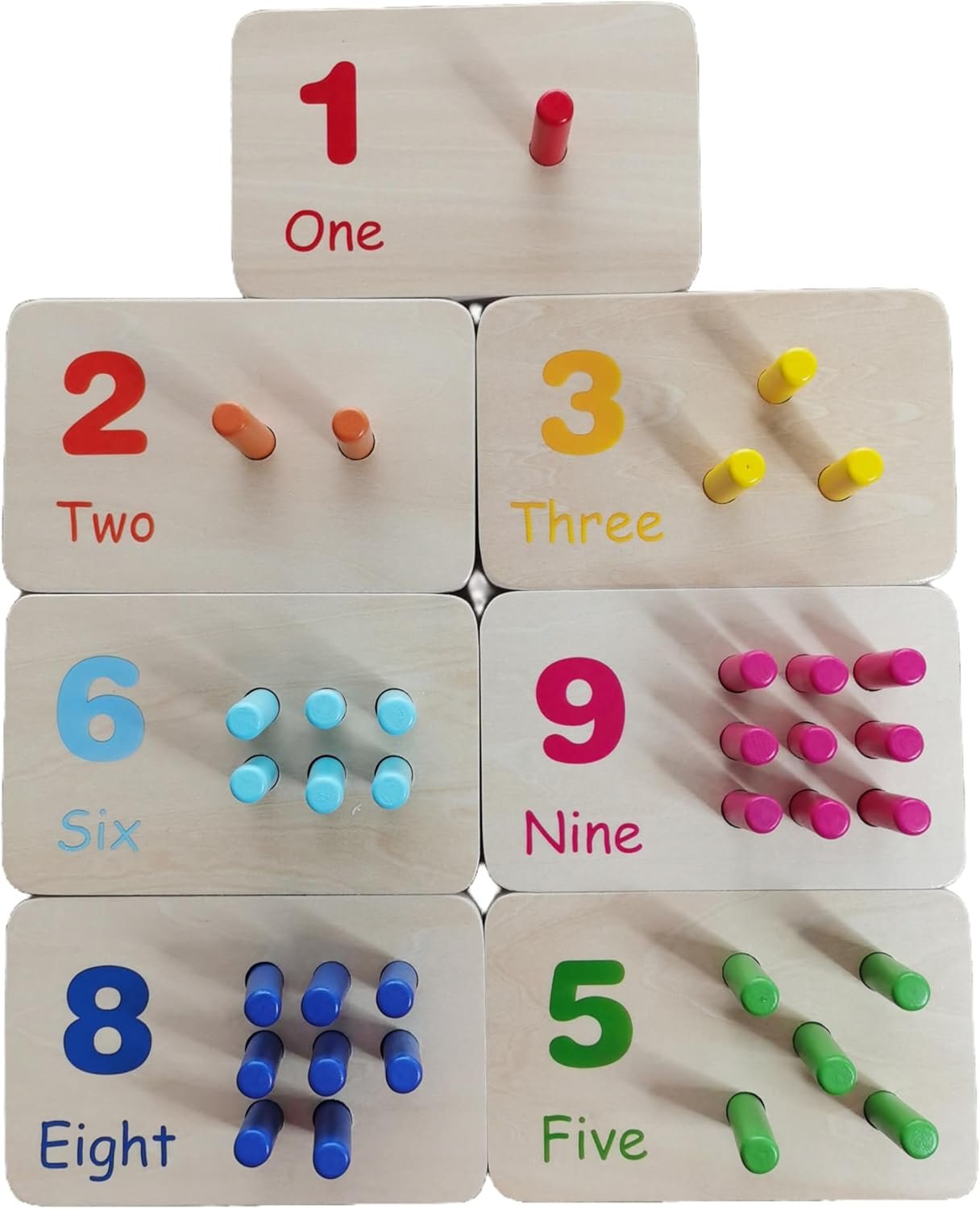 BEACENOV Montessori Wooden Educational Toy Counting & Number Board, Learning 1-10 Math Number, Preschool Activity for Toddlers, Toddler Learning Toys
