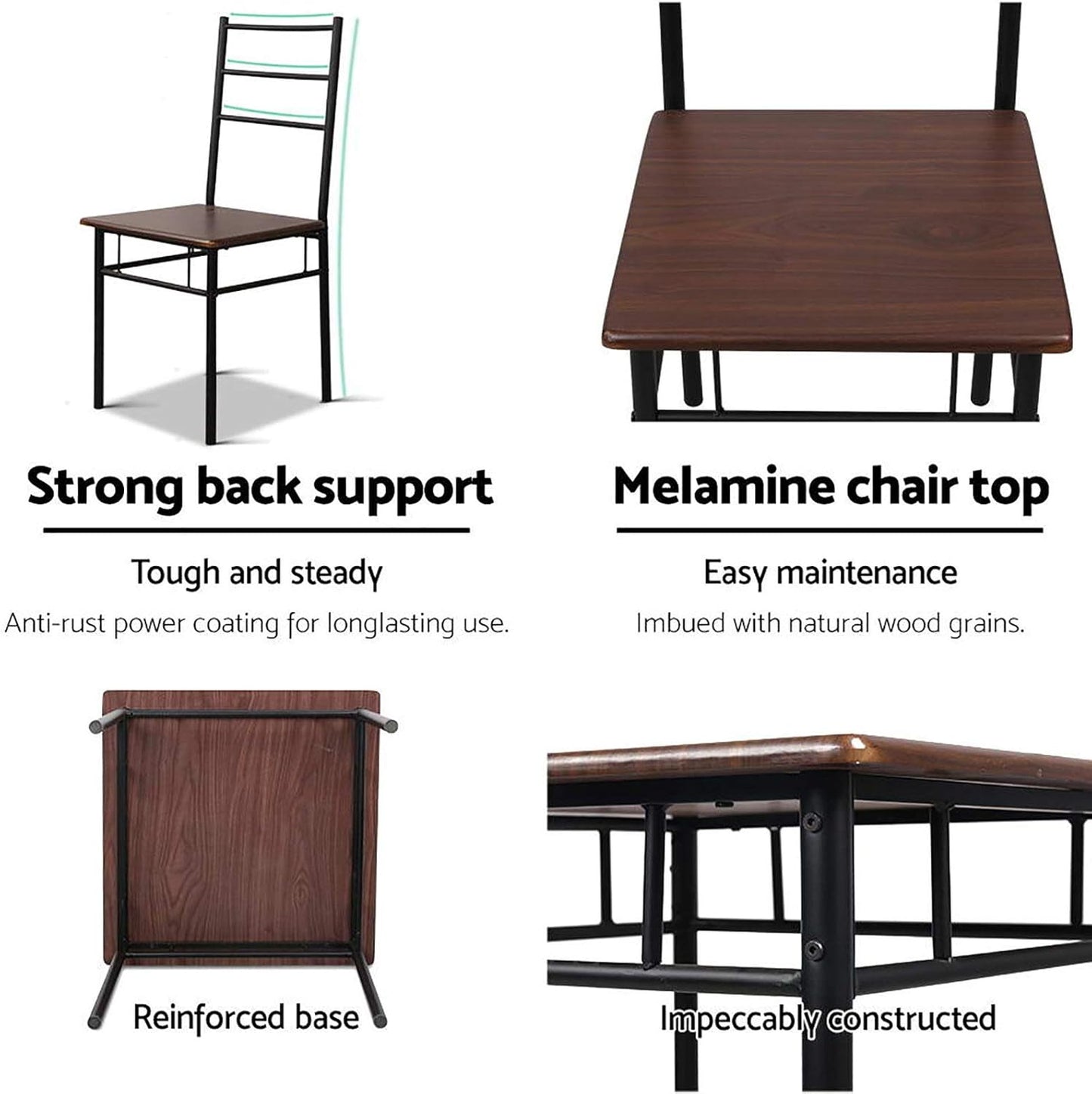 Artiss Dining Table and Chair Set of 3 Brown Tables Chairs Setting Desk Nursing Seats Reading Seating Home Living Room Bedroom Kitchen Cafe Furniture, Particle Board Tabletop + 2pcs 43cm Height Seat