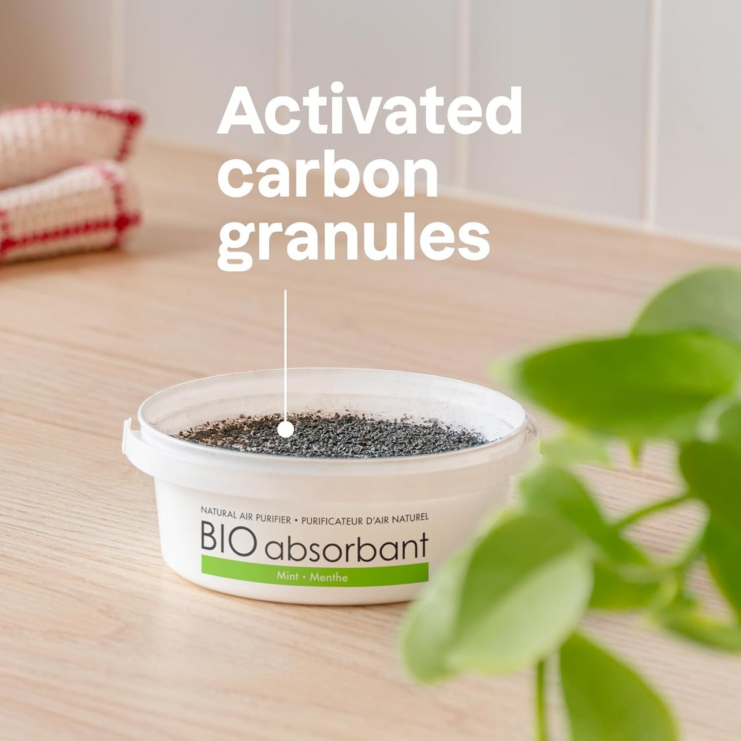 ATTITUDE Bio Absorbant Air Purifier with Activated Carbon Freshener, Made in Canada, Odor Remover, Plant and Mineral-Based, Vegan, Mint, 227 grams