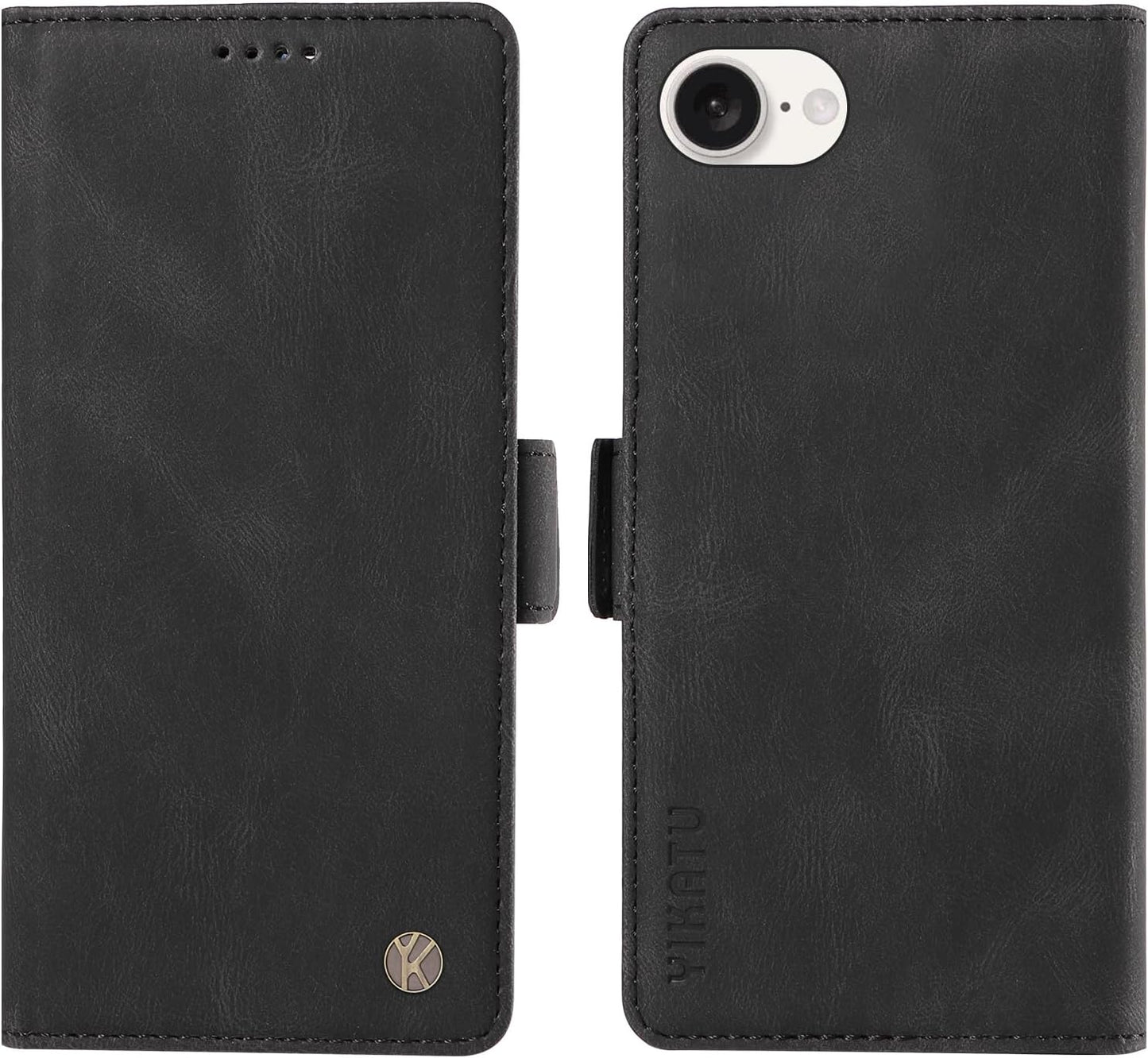 YBFJCE Case for iPhone 16e, PU Leather Shockproof Durable Phone Wallet Case Protective Flip Folio Cover, for iPhone 16e Case with Card Holder, Black