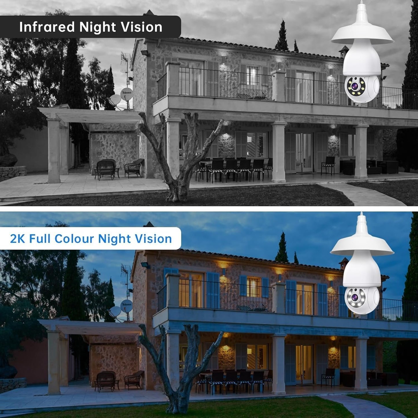 Light Bulb Security Camera 5G/2.4G,WiFi Bulb Security Cameras Wireless Outdoor, 2K Light Bulb Camera, AI Motion Detection Cameras for Home Security Outdoor,Smart Security Camera Compatible with Alexa