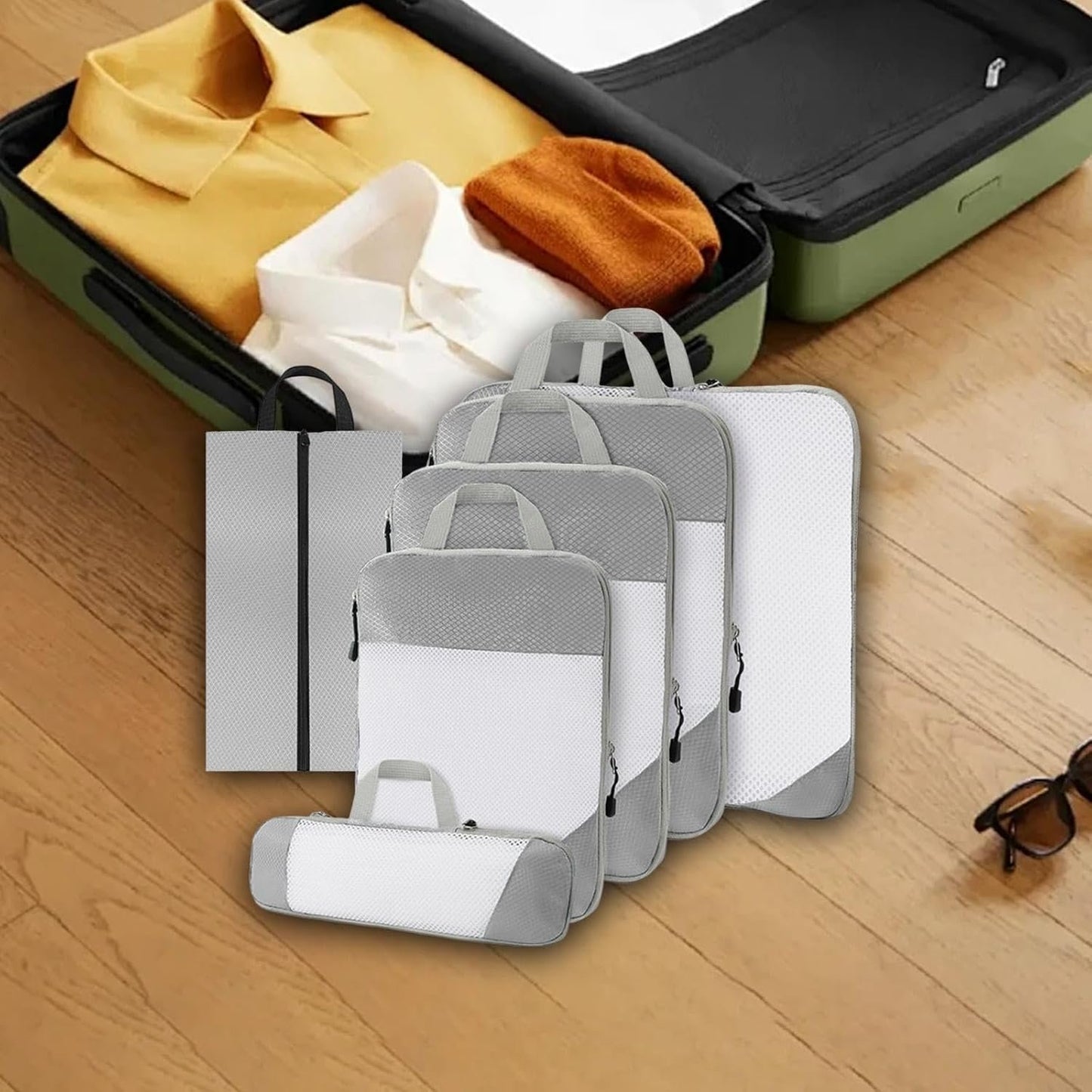 Gralara Ultimate Travel Packing Cubes Set for Seamless Organization, White