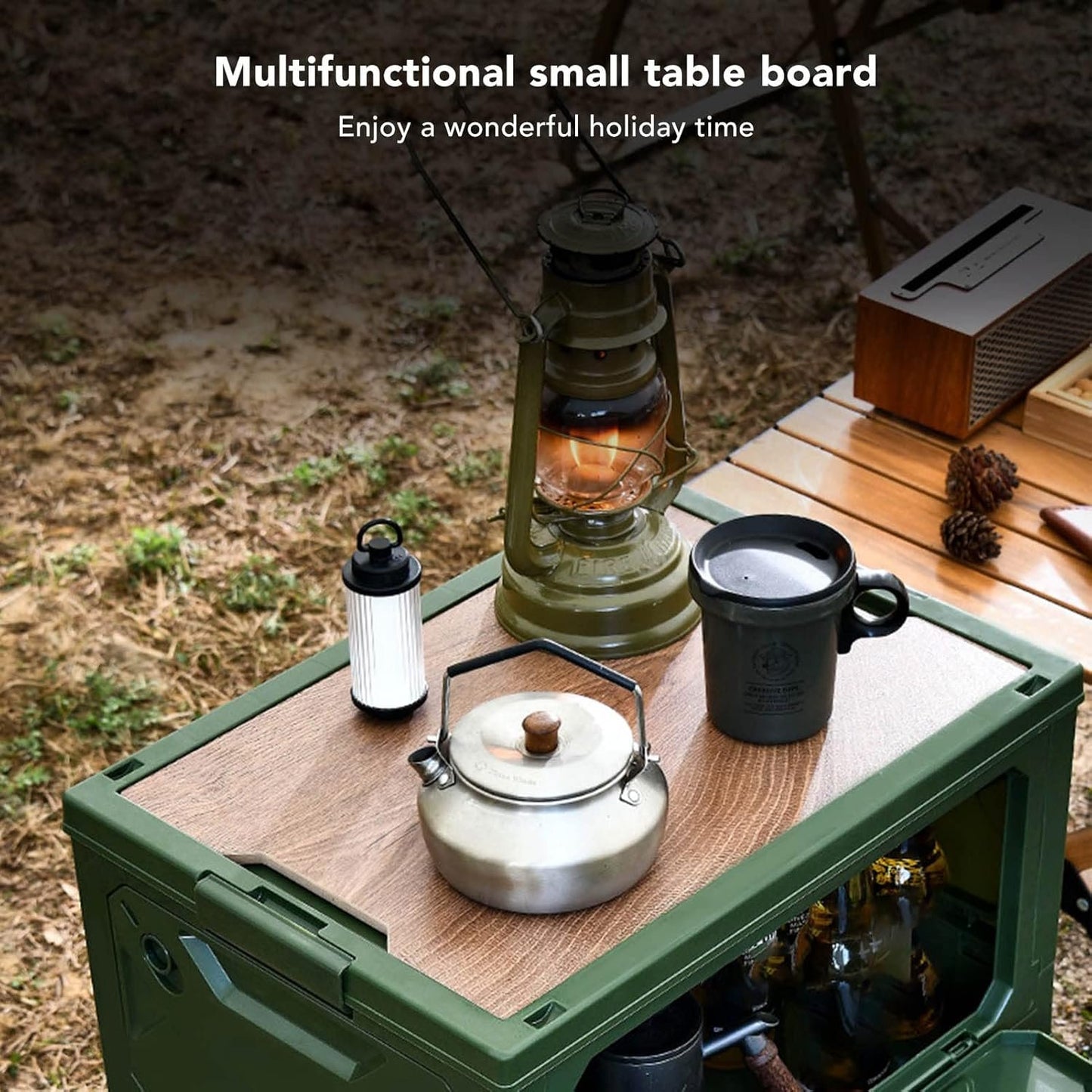 Wheeled Camping Storage Box, Folding 50L 100kg Load Multifunction Lidded Storage Bin Trunk Organizer with Lid, Camping Storage Containers for Outdoor Car Picnic Garage Home (OD Green)