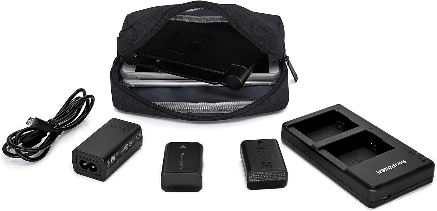 MyGadget Travel Cable Organizer – Universal Case for Electronics or Makeup – Organizer for Accessories, Charger Cables, Earphones – Black, Black, classic