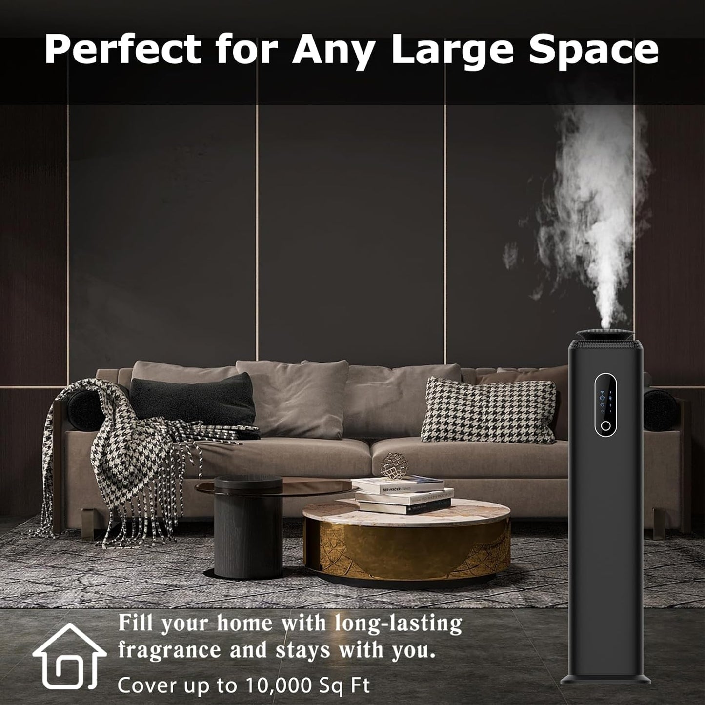 1000ML- Tower Hotel Scent Diffuser with WiFi App Control for Whole House - Commercial Diffuser Machine Cover 10000 Sq Ft - Scent Air Machine & Waterless Essential Oil Diffuser for Large Room - Black