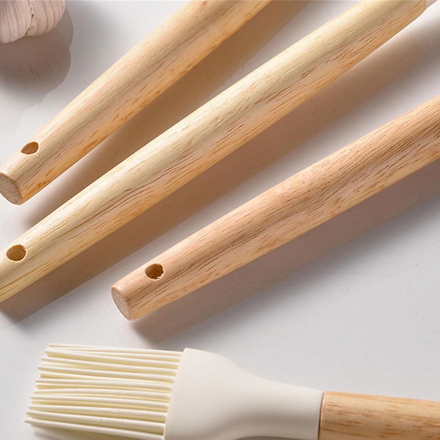 14 Pieces Kitchen Utensils Silicone Food Grade Cooking Tools Non-Stick Wooden Handles Kitchen Tongs Spoon Spatula Tool Wooden Handles Gadget