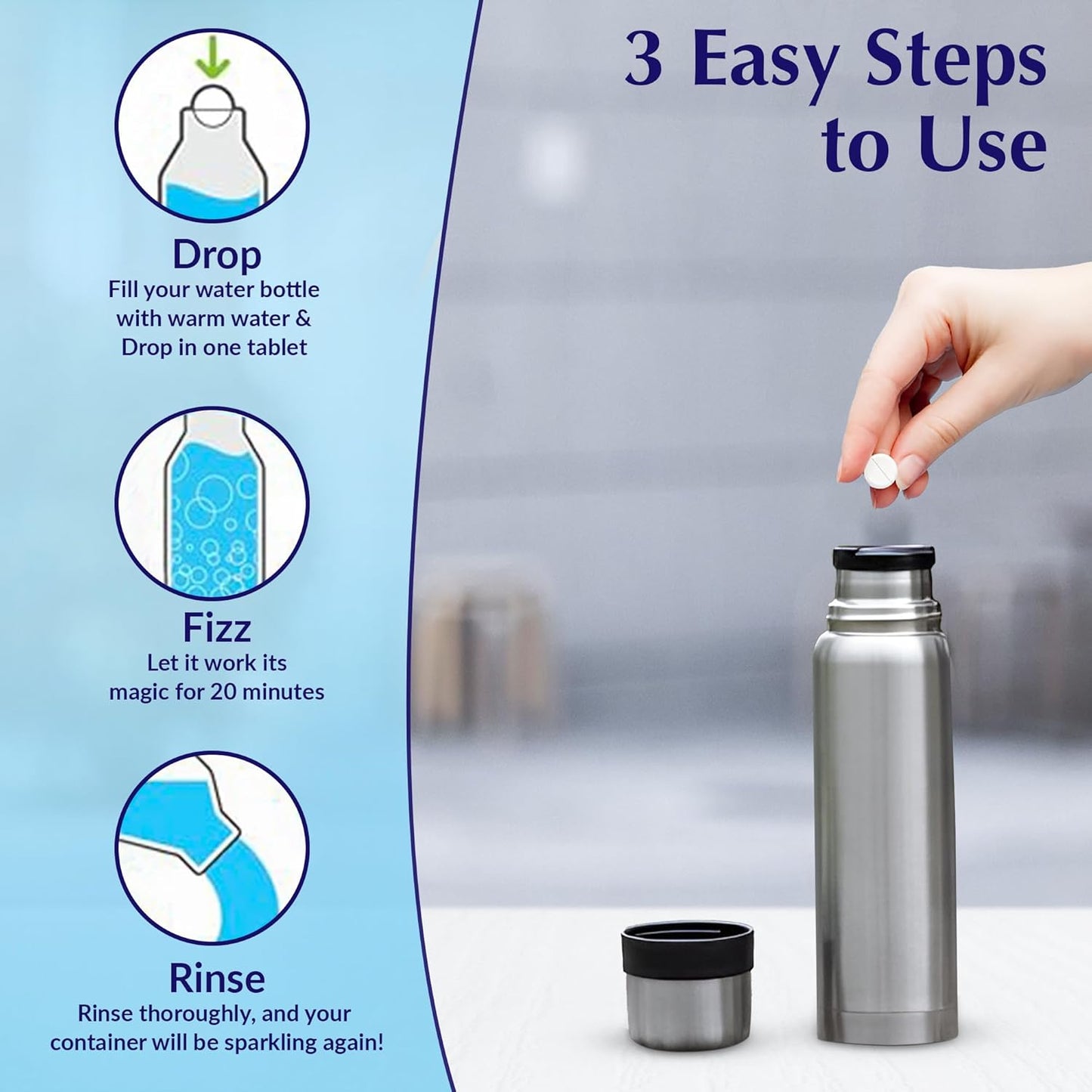 Miles Kay Bottle Cleaning Tablets | Pack of 12 (large) - Effortless Stain & Odor Removal | Non-Toxic, Biodegradable, and Chemical-Free | Miles Kay