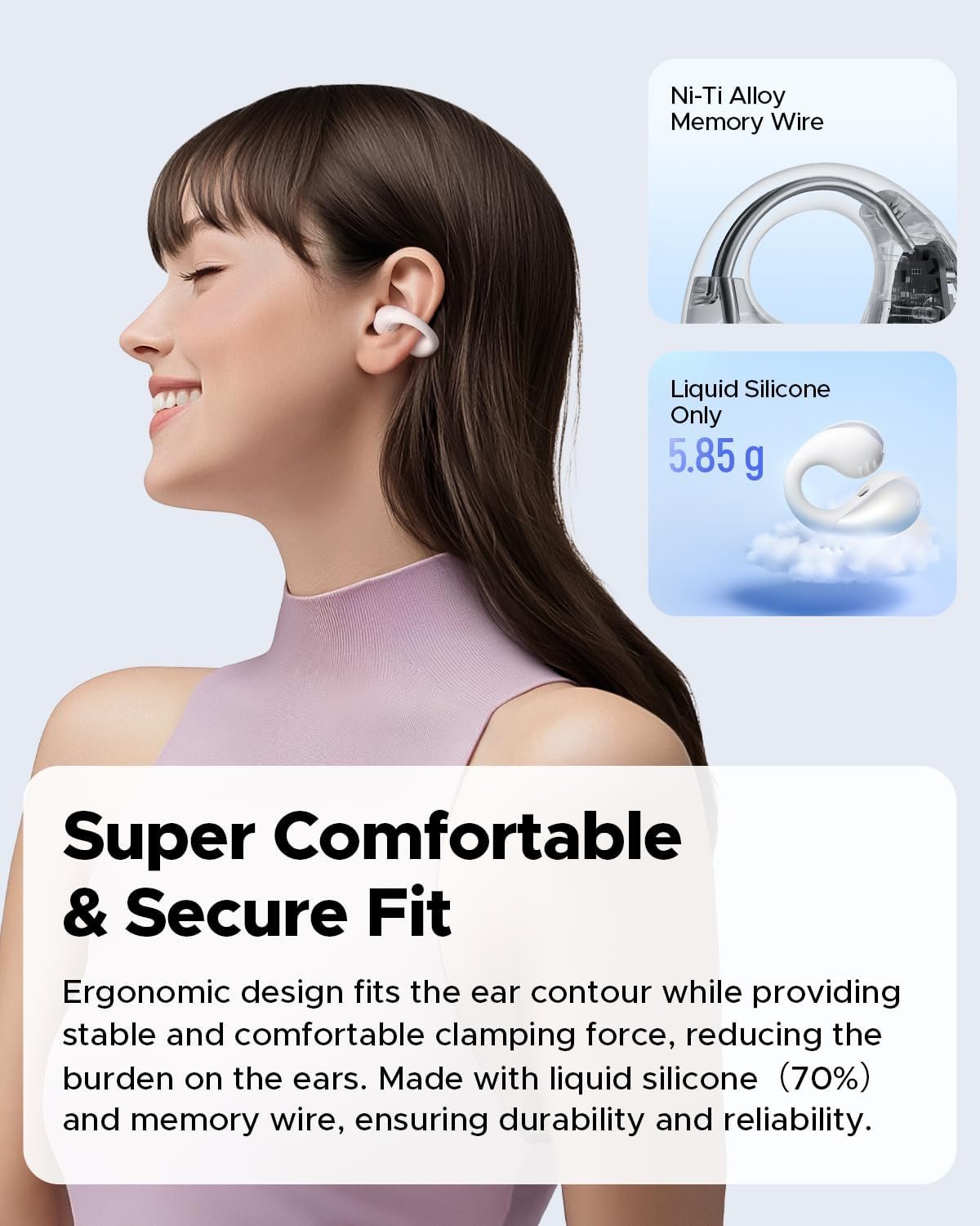 SoundPEATS PearlClip Pro Ear Clip Earbuds, Open-Ear Wireless Earphones Bluetooth 5.4 with Mic, IPX5 Waterproof, Clip On Headphones 24 Hours Playtime, APP Control for Running/Cycling/Fitness