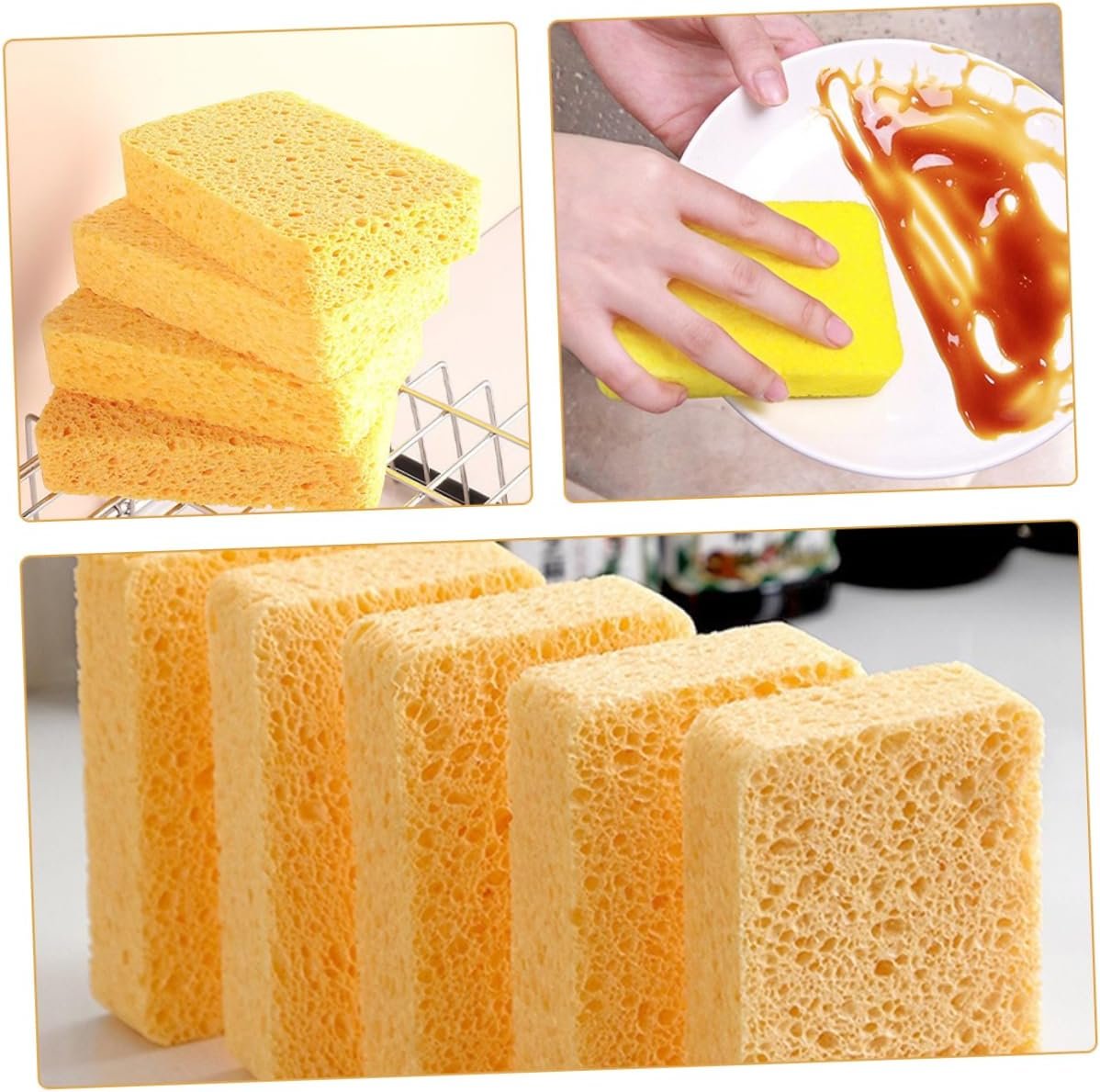 LABRIMP 6pcs Reusable Kitchen Sponge Multi Functional Cleaning Scrub Sponge for Pans Bowls and Cups High