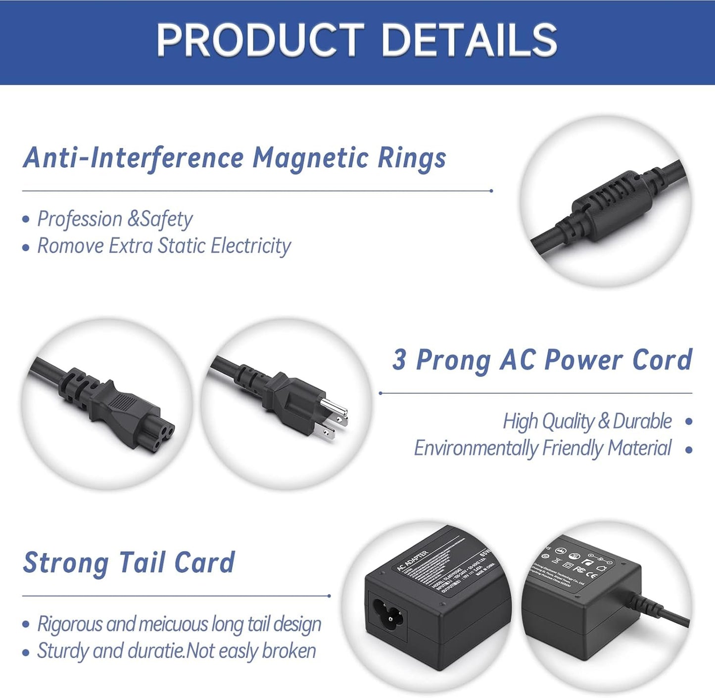 19V Adapter Power Cord for Acer LCD Monitor H236HL SA230 G276HL G246HL G206HQL S271HL S240HL G236HL S220HQL S242HL G226HQL S202HL S230HL G237HL S231HL S232HL S241HL H226HQL H276HL HN274H