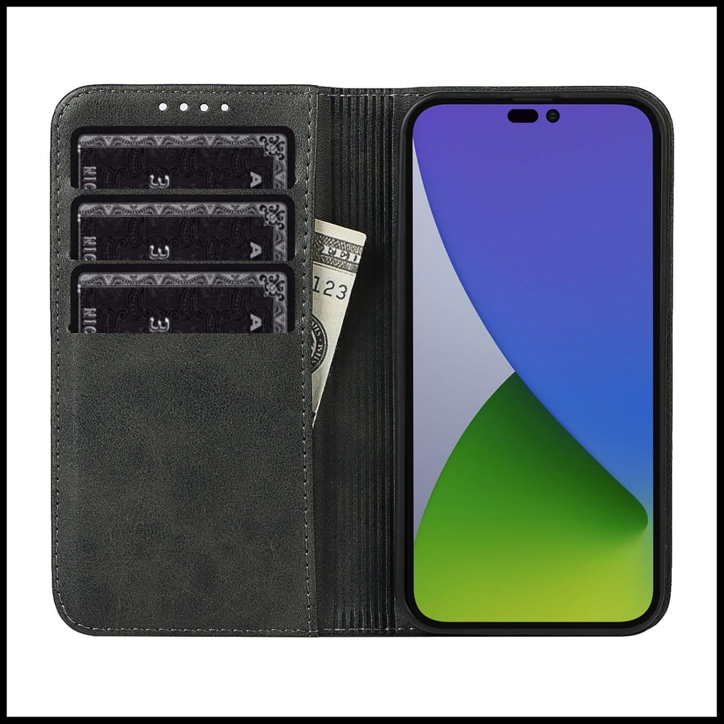 iPhone 15 Pro Max Wallet Case FROLAN Premium PU Leather with Credit Card Holder Slot Flip Drop Protection Shockproof Cover 6.7 Inch(Black)