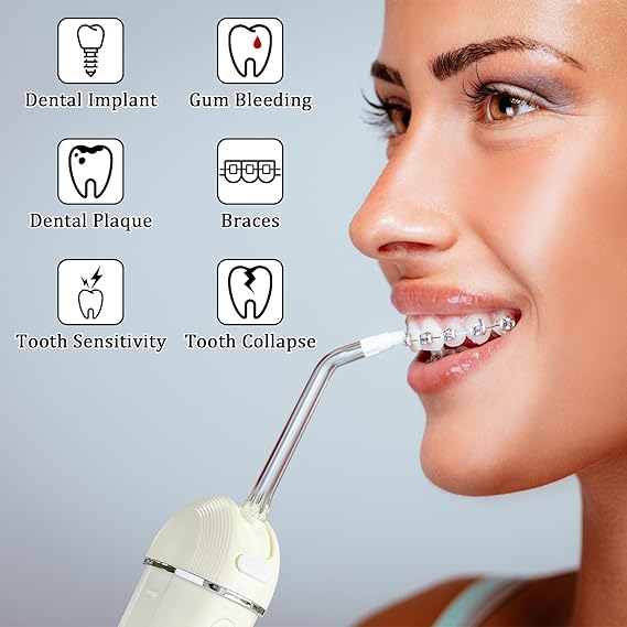 Water Dental Flosser Pick for Teeth, Rechargeable Oral Irrigator for Home and Travel, Collapsible Water Teeth Cleaner for Braces and Dental Care, Waterflosser for Oral Hygiene