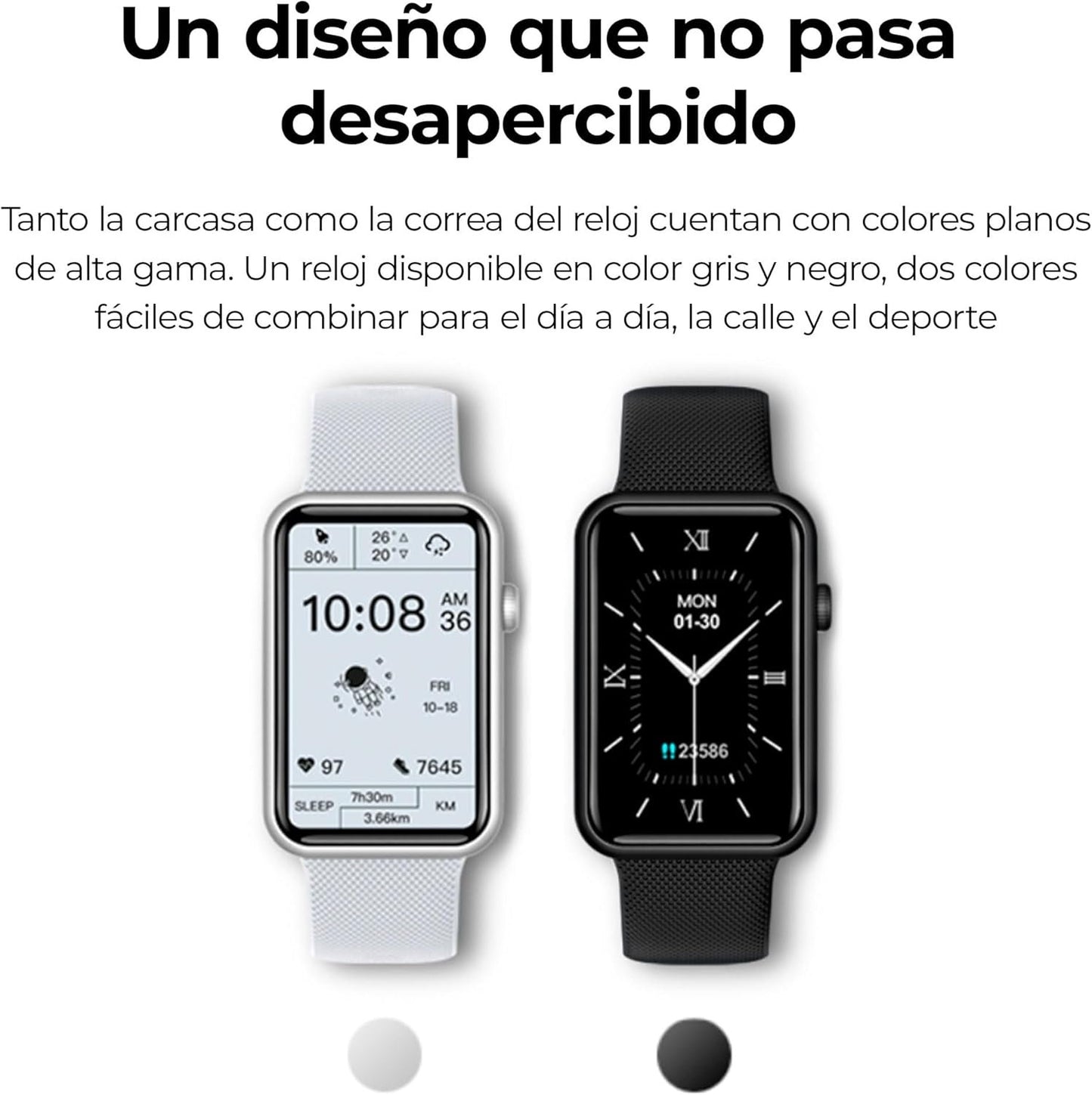 Smartwatch Ksix Tube, 1.57 Inch Multi-Touch Display, 7 Days, App Included, Health Monitoring, Multisport Mode, Waterproof, Black