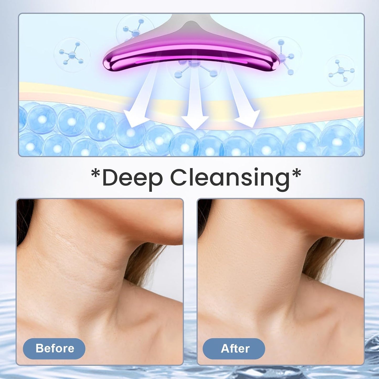 Vibration Lily 7-in-1 Face Neck Massager Face Sculpting Tool Triple-Action Wrinkle Remover Skin Rejuvenation Device with Thermal for Skin Care, Tightening, and Smoothness