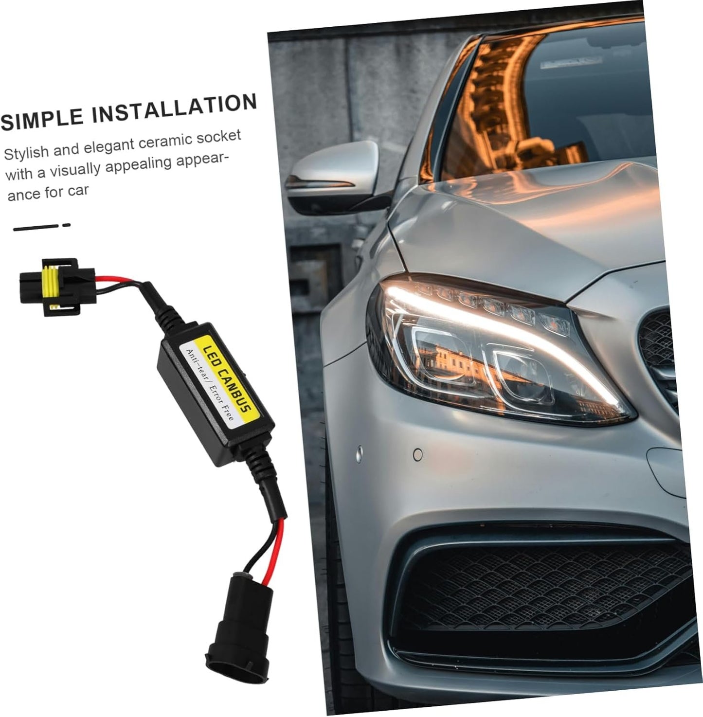 IMIKEYA Car LED Headlight Decoder EMC Filtering Technology Compatible with Prevents Flickering
