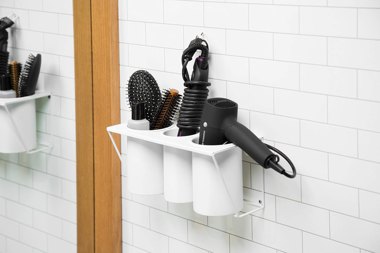 JackCubeDesign Hair Dryer Holder Hair Styling Product Care Tool Organizer Bath Supplies Accessories Tray Stand Storage Bathroom Steel Hair Dryer Holder(White) MK470A