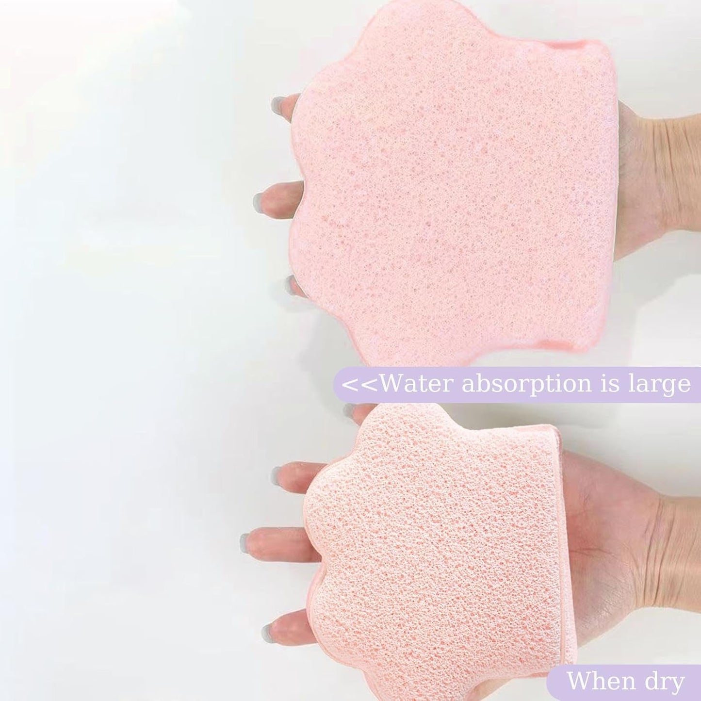 mivceklw Makeup Remover Sponge, Enlarged Cat Paw Design Compressed Face Sponges, Glove-Type Cosmetic Removal Wipes for Bathing Accessories, 5.1 x 4.13 x 0.78in
