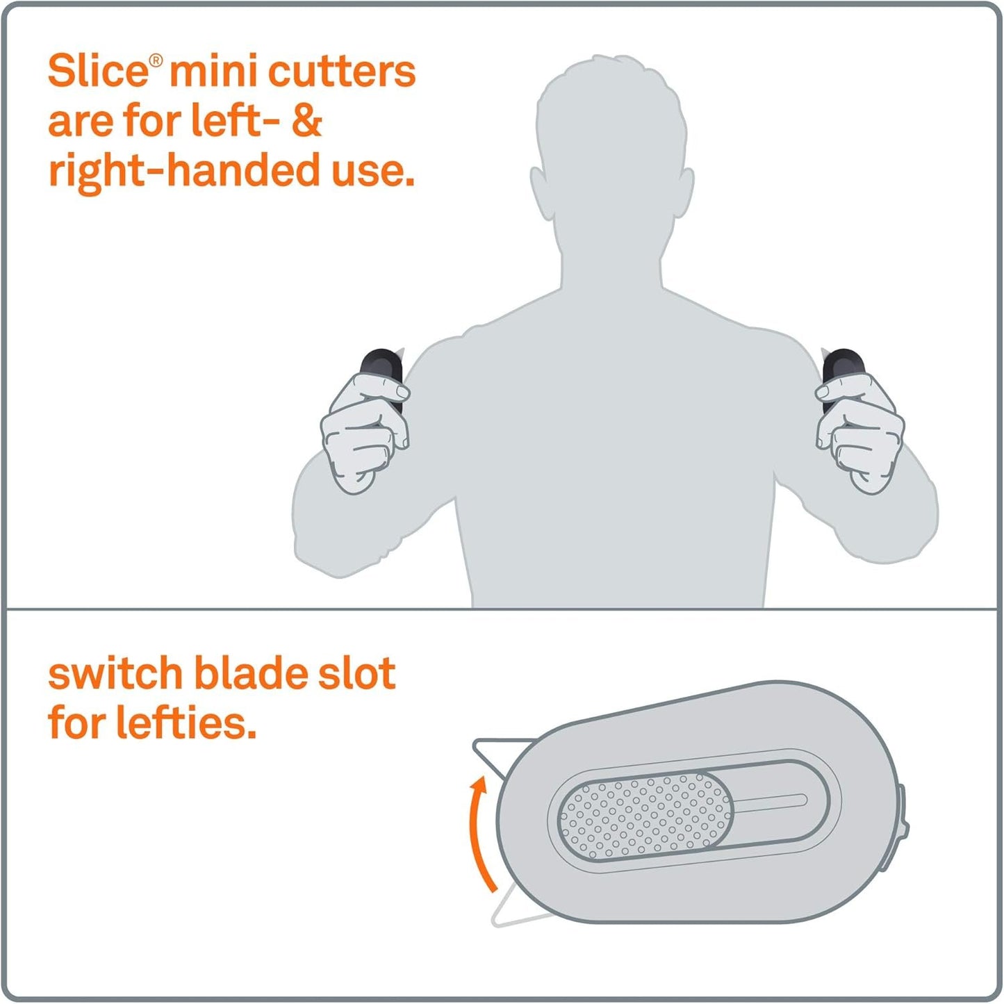 Slice 10514 Mini Cutter, Ceramic Safety Blade, Pocket Sized, Auto-Retractable, Stays Sharp up to 10X Longer, Grey