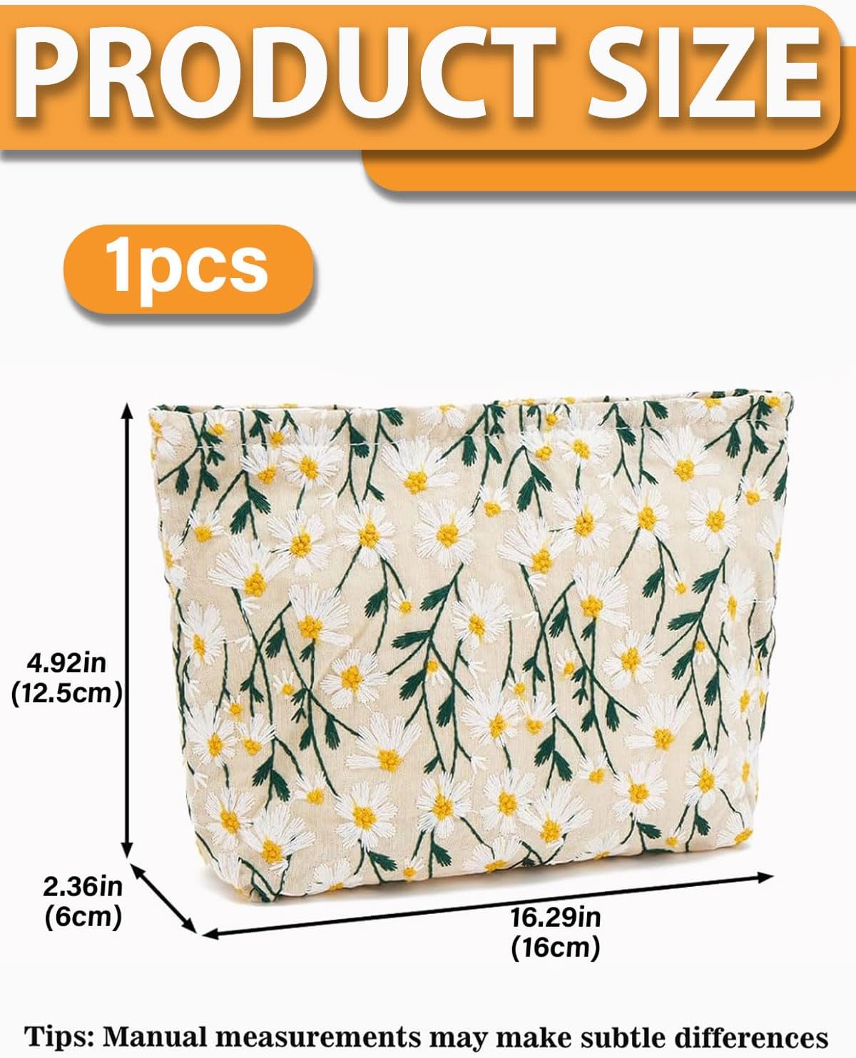 TPZORJX Toiletry Bag for Women Clutch Makeup Bag with Zipper Toiletry Bag Travel Makeup Bag Cosmetic Organizer Beauty Case Travel Makeup Bag Daisy Pattern