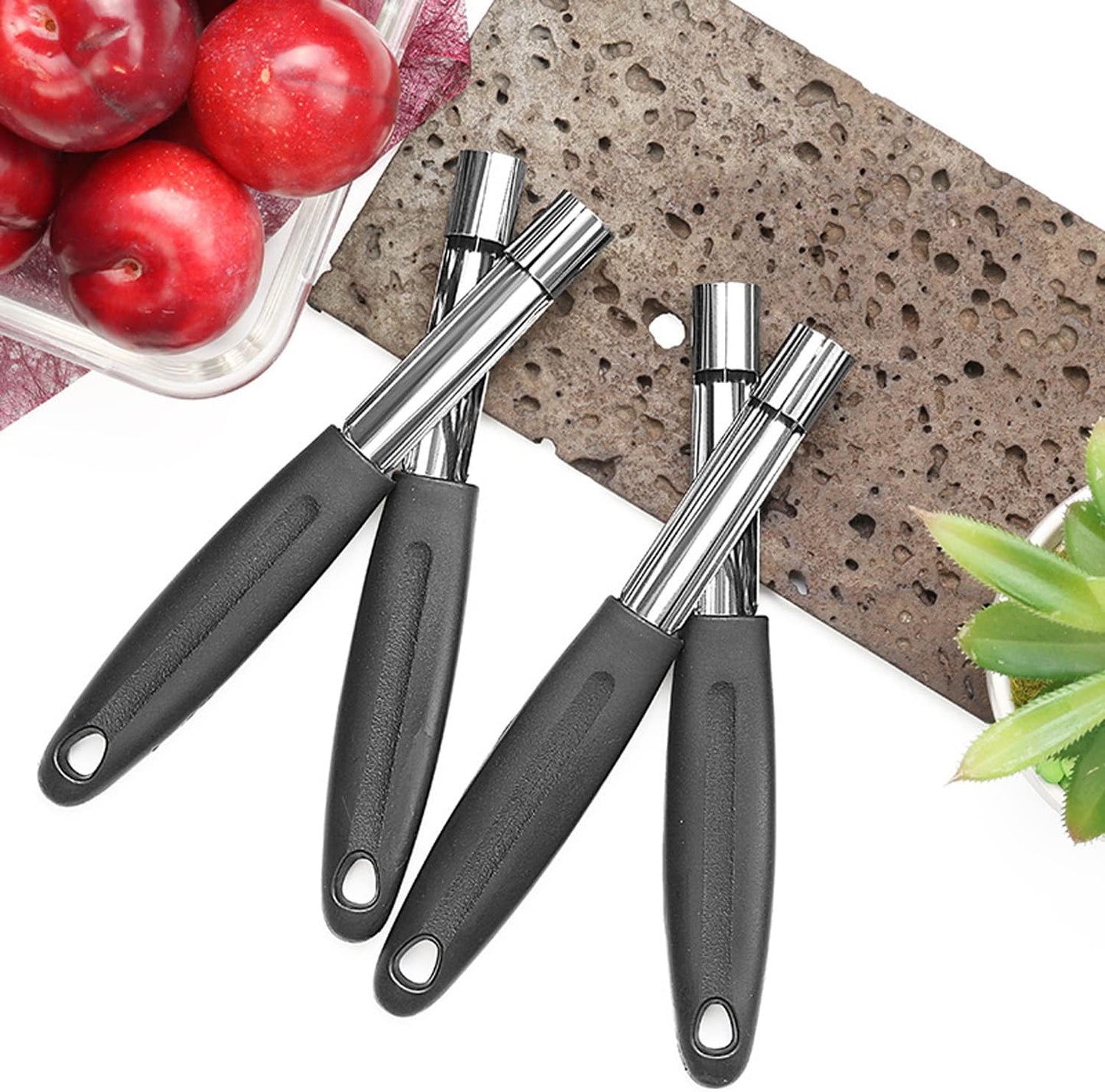 Soft Touch Apple Corer Remover Stainless Steel Core Seed Twist Pear Kitchen Tool Fruit Pear Corer Slicer Peeler with Sharp Serrated Blade Perfect Kitchen Utensil & Gadget for Coring Fruits