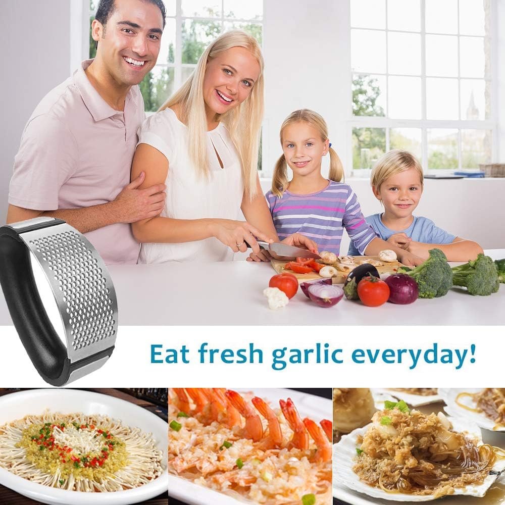 SENQIAO Garlic Press Rocker Stainless Steel Ginger Crusher Squeezer Slicer Mincer Chopper Kitchen Gadget with Ergonomic Handle (2019)