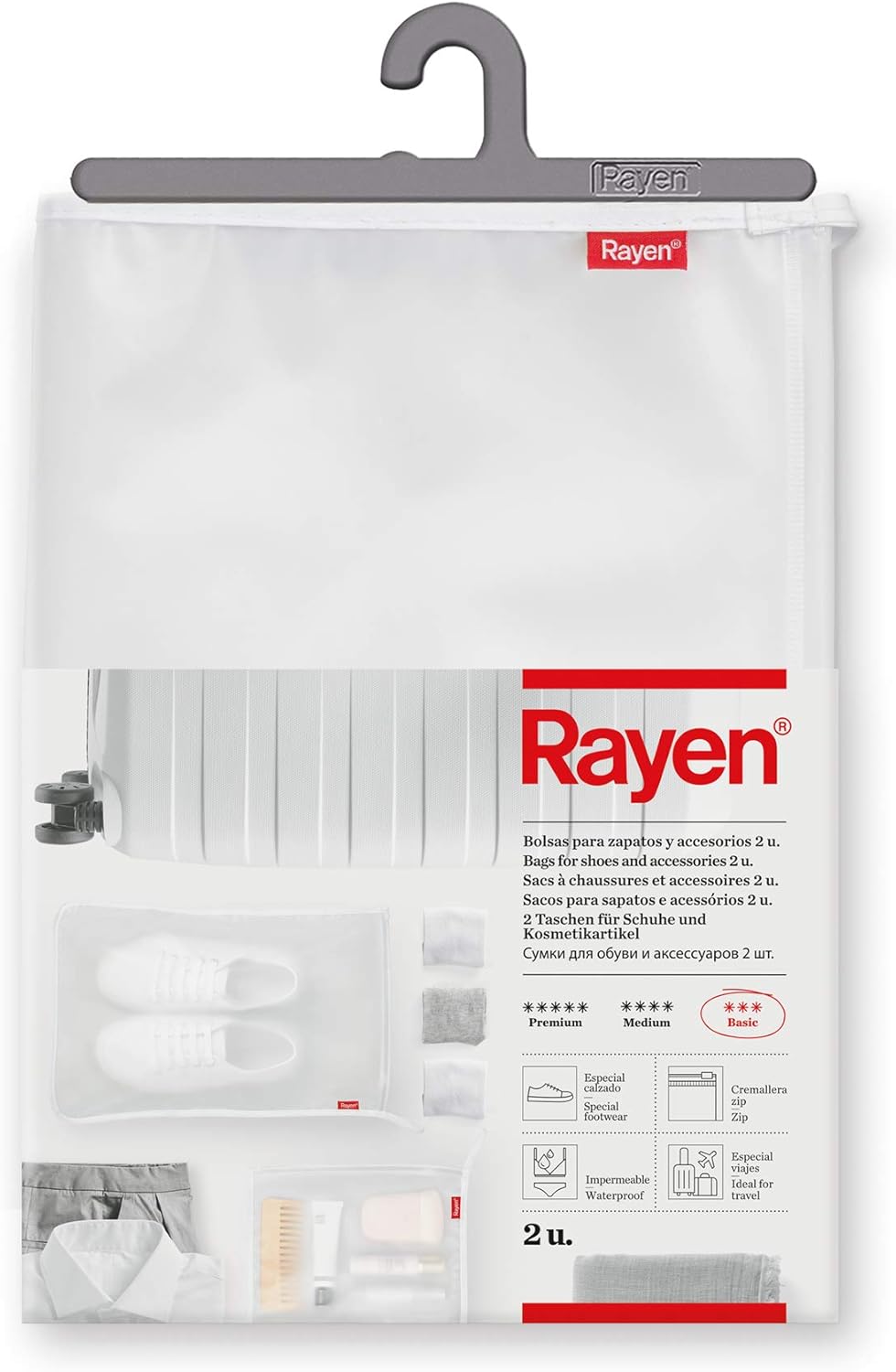 Rayen Bags for Shoes and Accessories | Pack of 2 | Zip Closure | Waterproof | Special Travel | 41 x 28 cm, Translucent, 41 x 28 cm 2 U, Translucent, Rayen | Shoe & Accessory Bags | 2 Pack | Zip