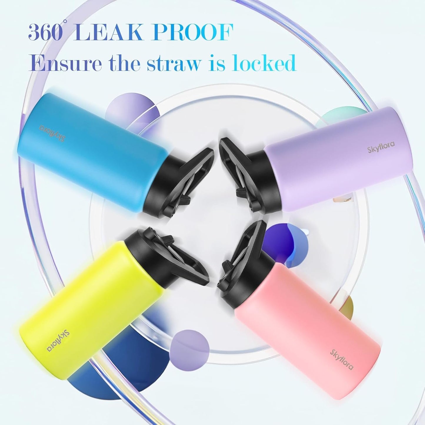 16oz Water Bottle with Straw Lid, Single Wall Stainless Steel, Dishwasher Safe & Leak Proof Drinkware for School Sports Travel Camping (Cosmic Lilac)