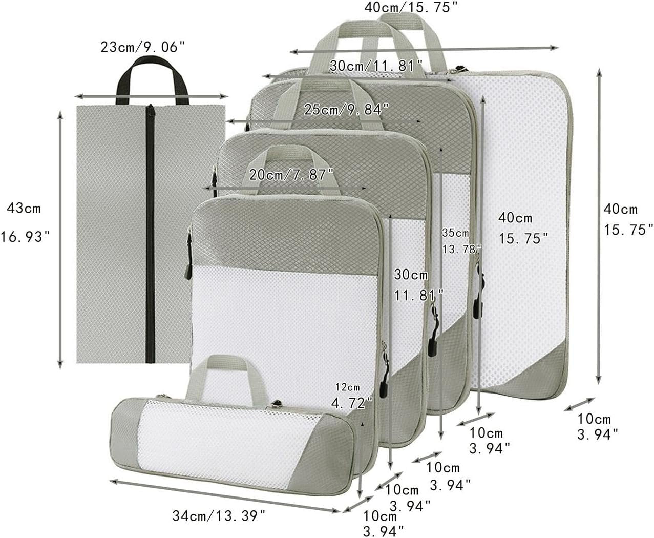 Gralara Ultimate Travel Packing Cubes Set for Seamless Organization, White