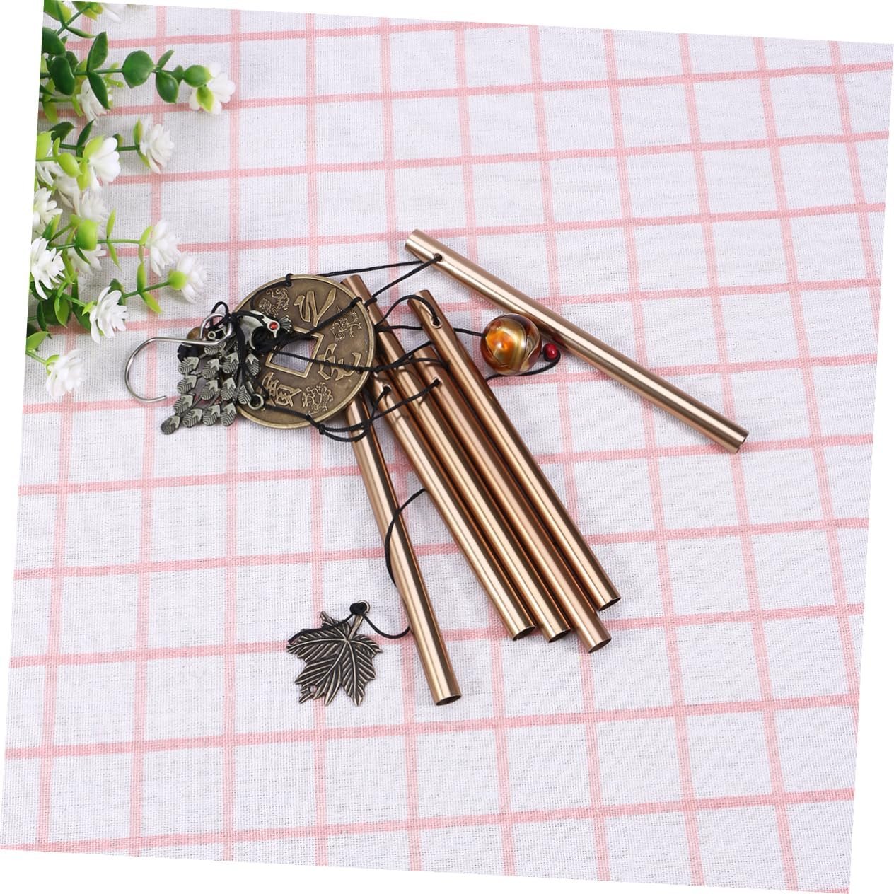 Happyyami 1 Pc decorazione dell'anello del carillon del gadget casa oggettistica casa manica a filatori campanello a musicale multi-tubo campanello a in metallo Brown