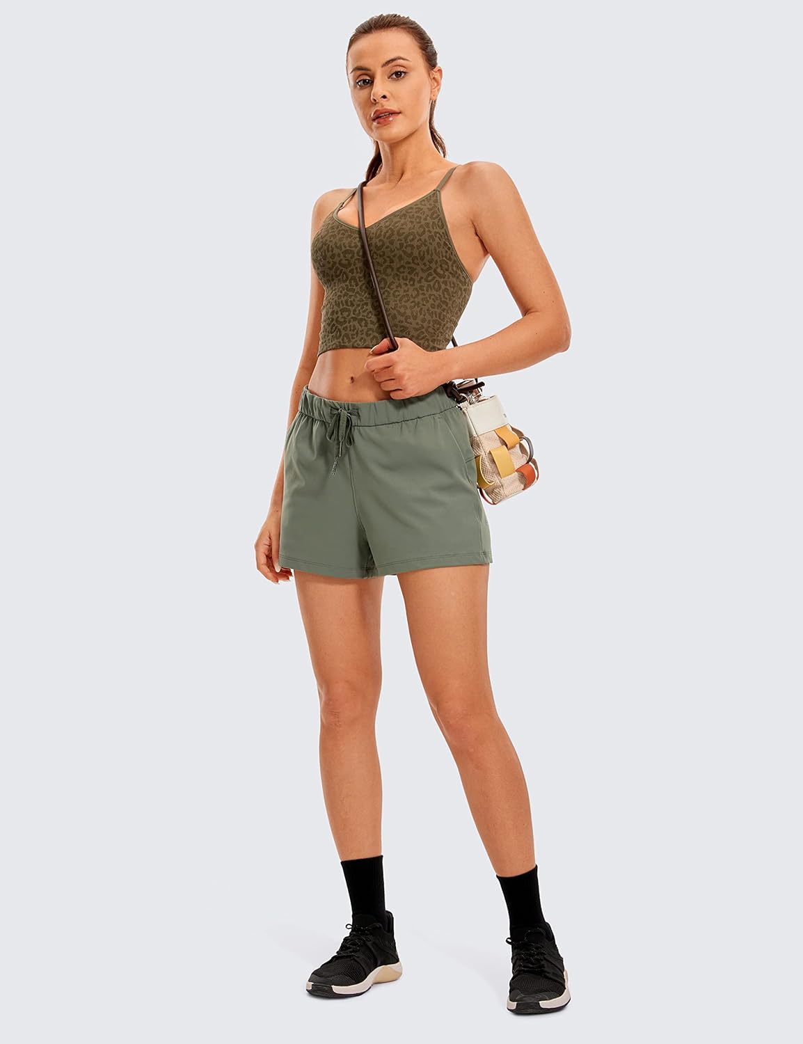 CRZ YOGA Womens 4-Way Stretch Casual Comfy Shorts 2.5" - Workout Athletic Gym Golf Running Hiking Lounge Sweat Short Pockets