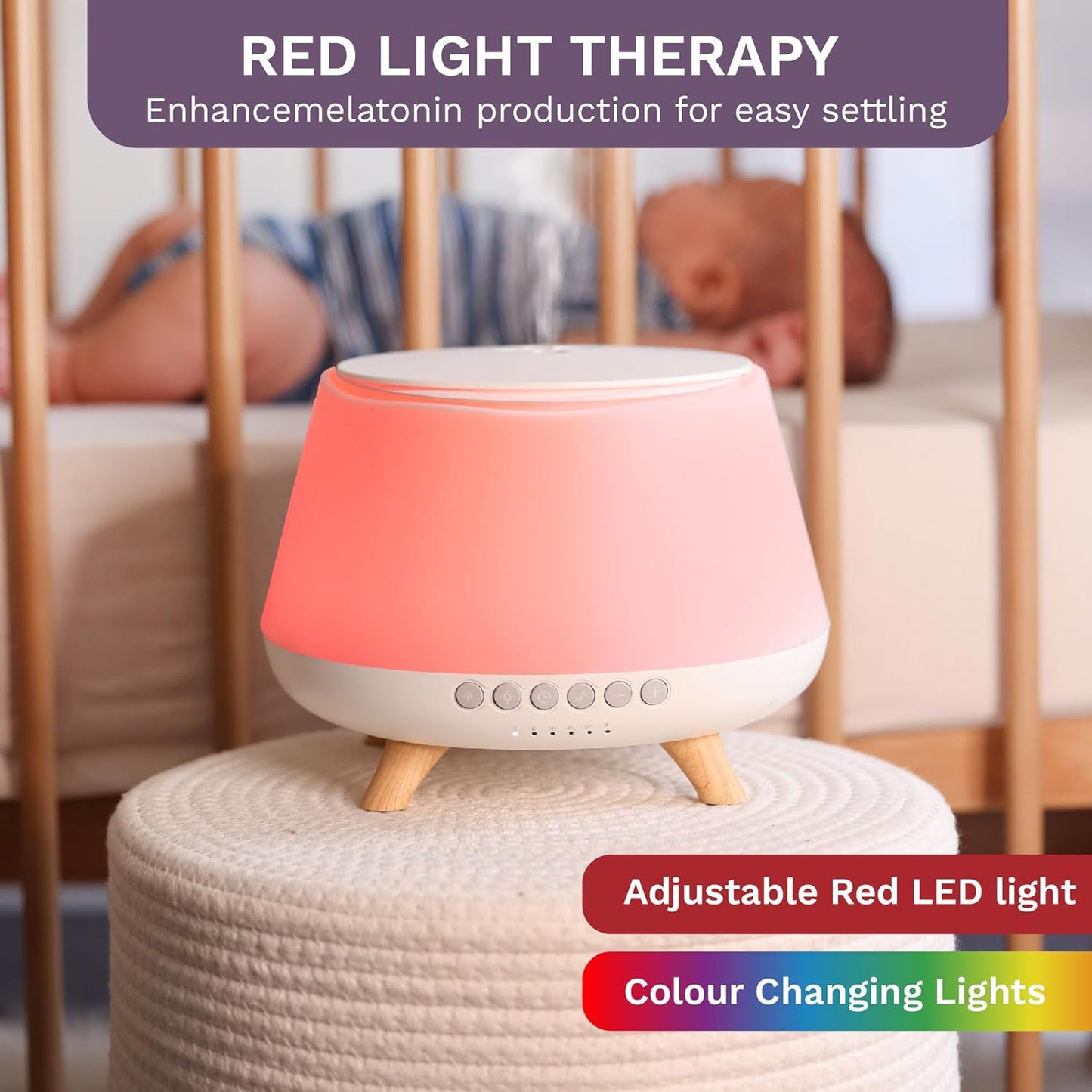 Aroma-Snooze Plus Aromatherapy Oil Diffuser & Humidifier - Advanced 8-in-1 Baby Sleep Aid, Large 500ml Capacity, 6 Built-in Sounds, Voice Recorder, Bluetooth, 3X Changeable Covers & Remote Control