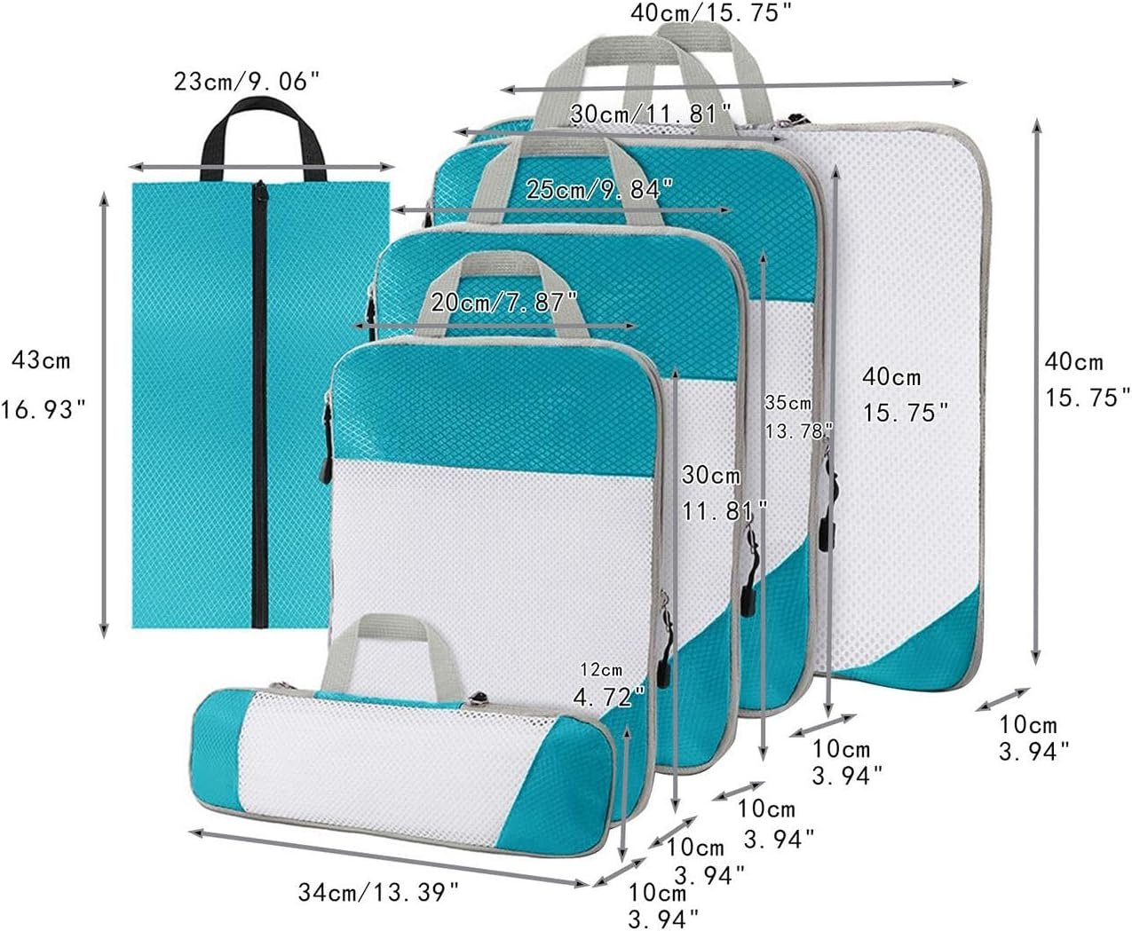 Gralara Ultimate Travel Packing Cubes Set for Seamless Organization, Sky Blue
