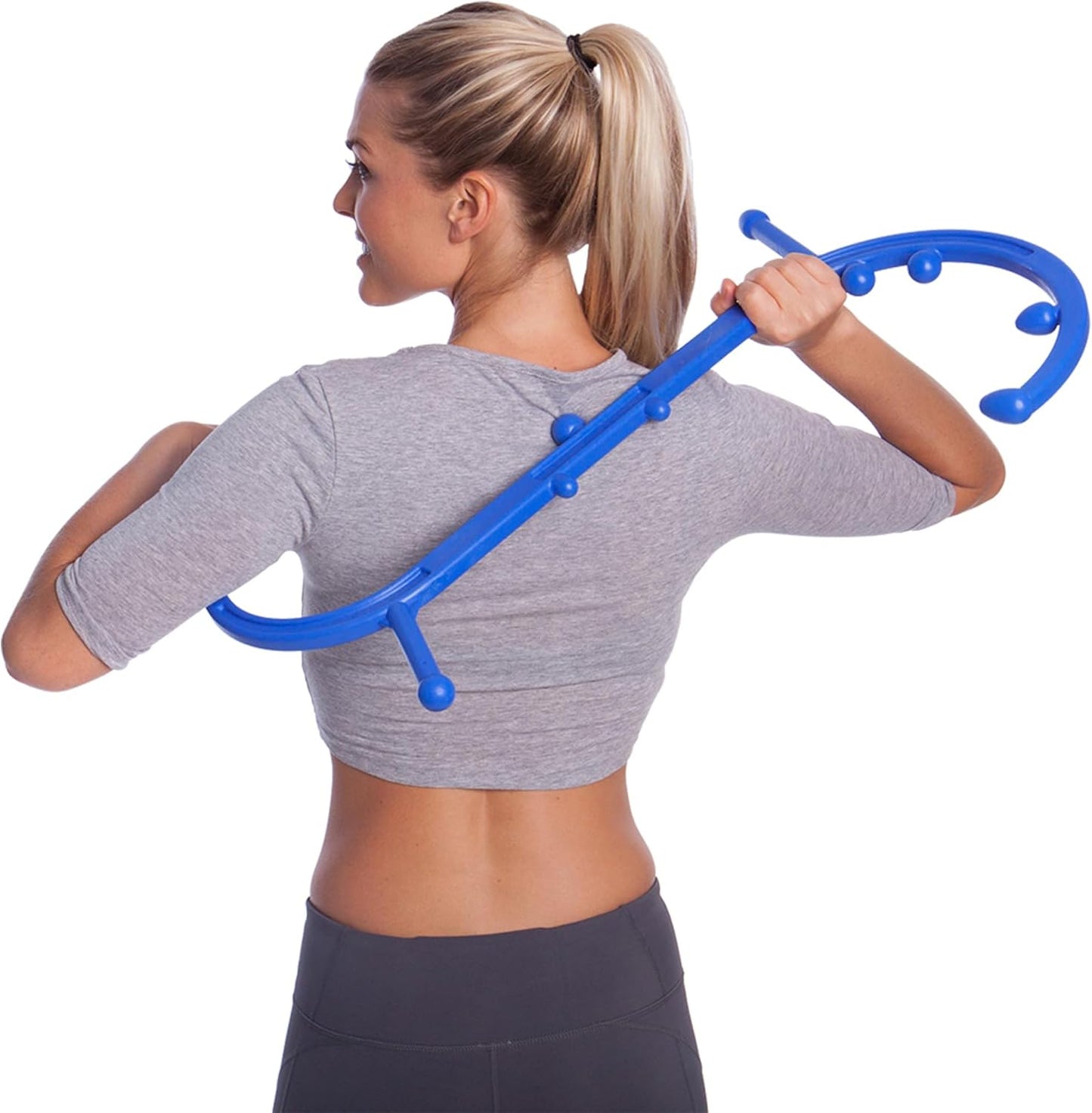 Body Back Buddy Back Massager, Handheld Massage Stick, Trigger Point Massager, Massage Cane (Blue)