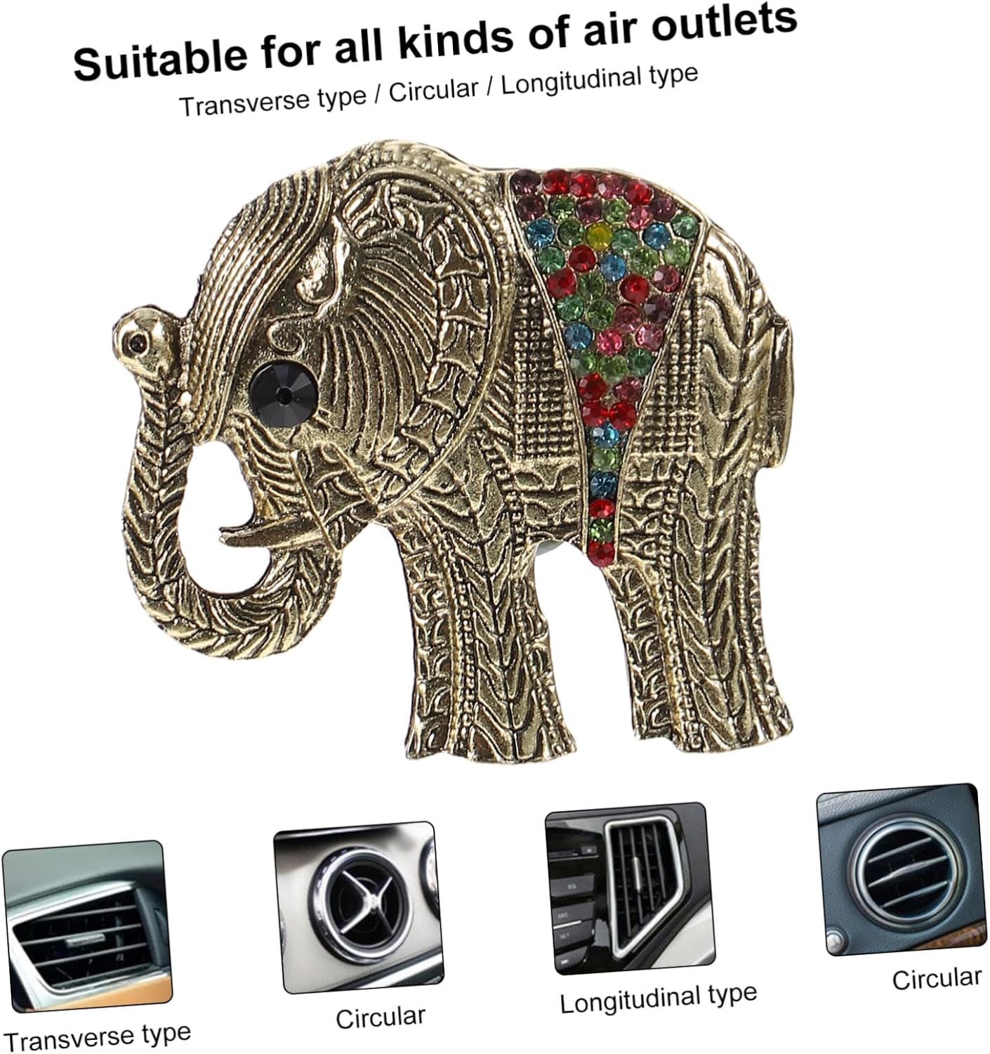 ERINGOGO 2sets Elephant Shaped Car Air Freshener Aroma Diffuser Clip Metal Odor Control Non-slip Ideal for Car Office Home 2pcs*2