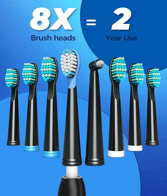Sonic Electric Toothbrushes for Adults and Kids, 8 Brush Heads Electric Toothbrush with 40000 VPM Deep Clean 5 Modes, Rechargeable Fast Charge 4 Hours Last 30 Days