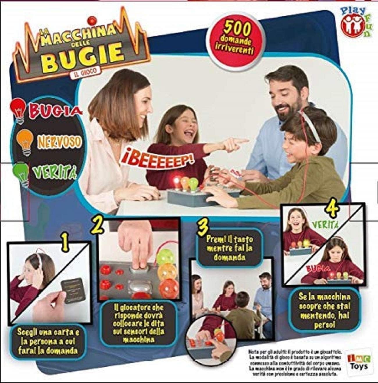 Play Fun By Imc Toys Macchina Delle Bugie, In Italiano, Gioco Bugie e Verità, Gioco da Tavolo per Bambini e Adulti da 8 Anni in Su