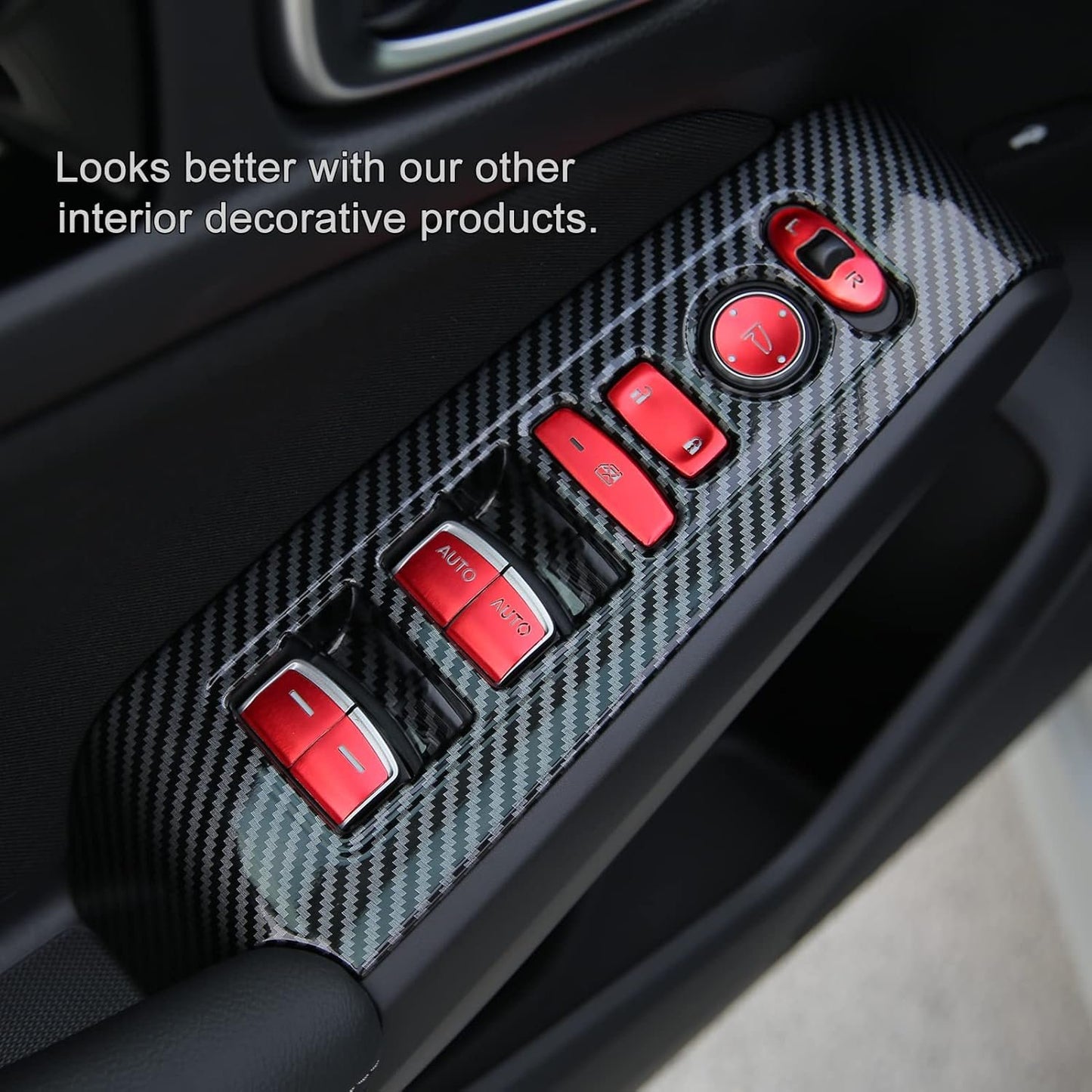 Thenice Compatible with Honda Civic Accessories Window Control Panel Door Armrest Cover Trims Interior Accessory for Civic 2022 2023 2024 2025 (Carbon Fiber Print)