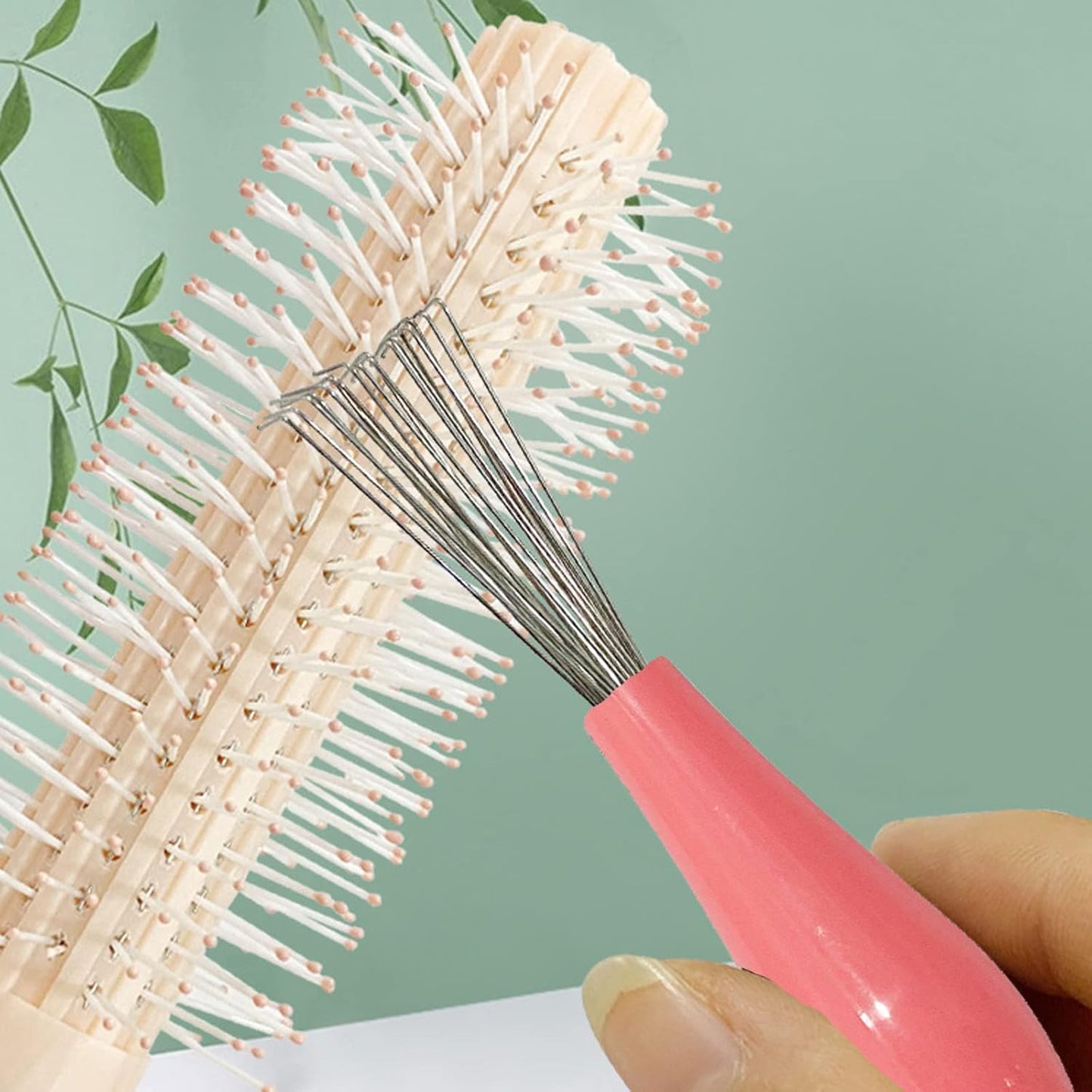 Lopsity 4PCS Hair Brush Cleaning Tool Comb Mini Hair Brush Comb Cleaning Brush Hair Brush Cleaner Tool for Removing Hair Dust Home Salon Use (PINK+BALCK)
