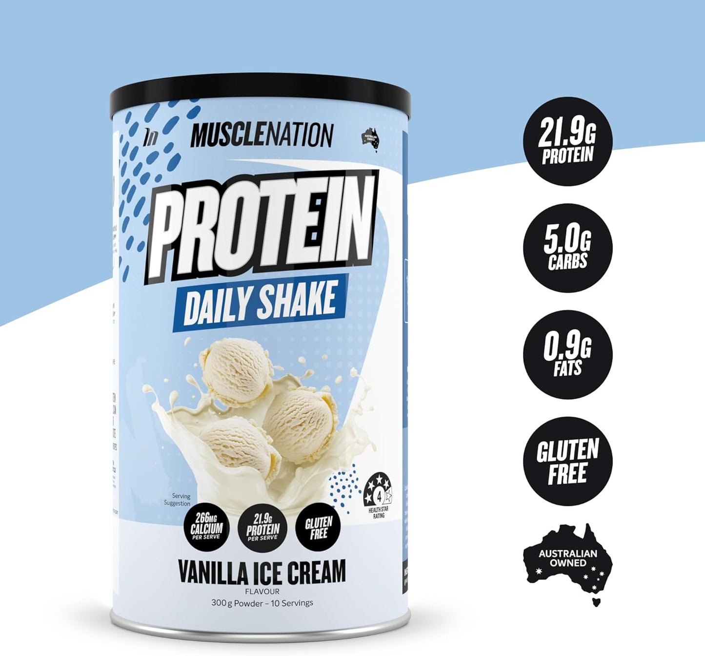 Muscle Nation Vanilla Ice Cream Daily Shake 300g (10 Serves)