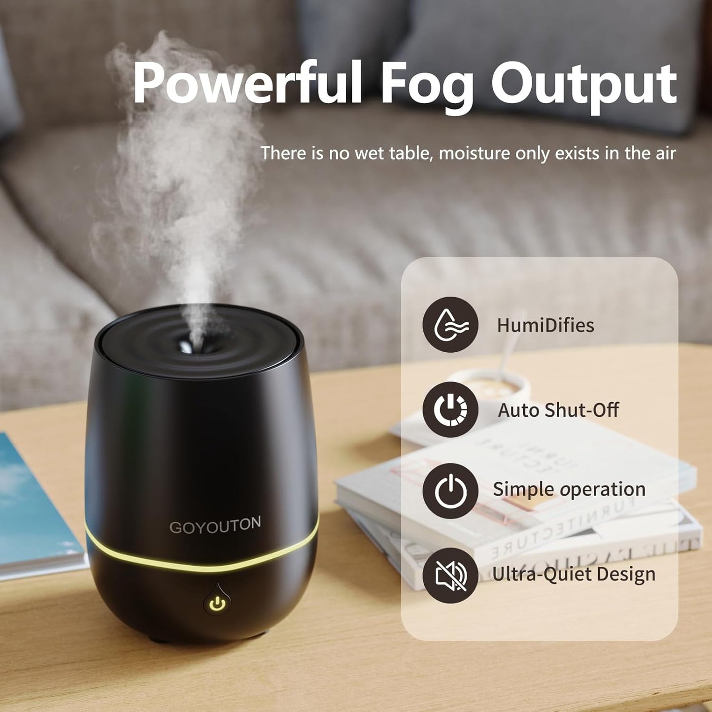 Essential Oil Diffuser, 200ML Diffusers for Home Scent Aromatherapy Diffuser Air Desk Humidifier Aroma Diffuser for Bedroom Room Office with 7 Color LED Lights Quiet Waterless Auto Shuts-Off (Black)