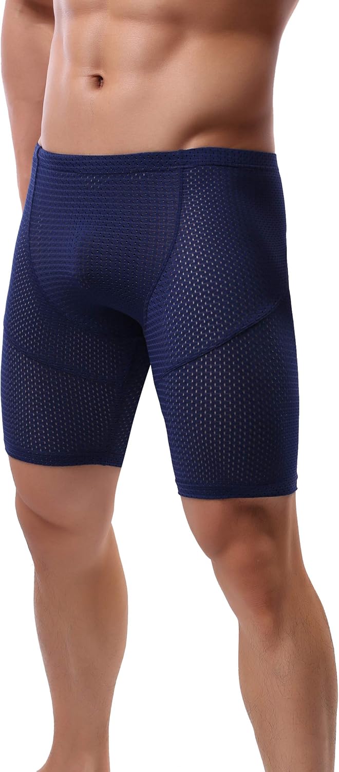 Linemoon Mens Tight Yoga Workout Shorts Mesh Gym Training Shorts